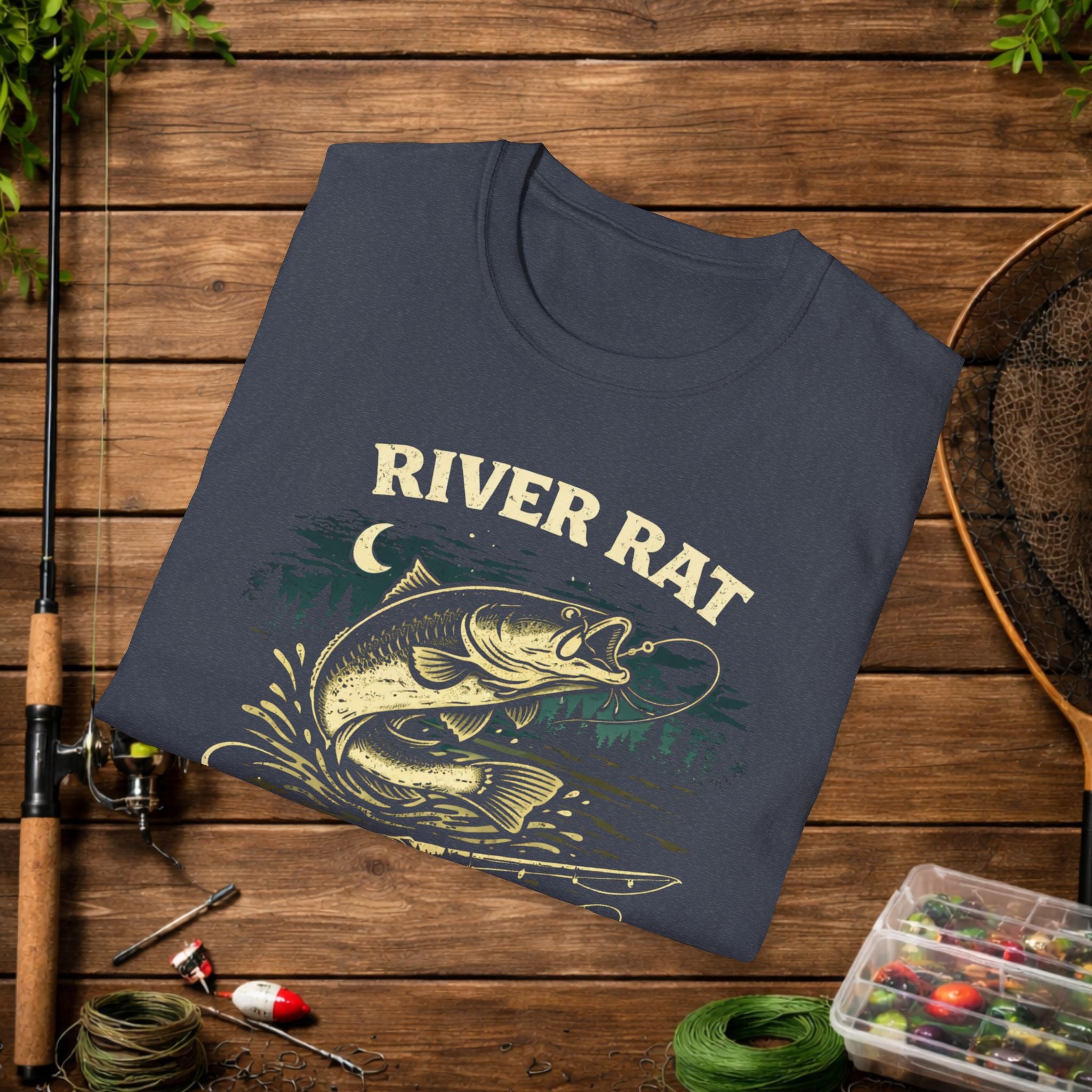 River Rat Catfishing Shirt – Midnight Catfishing Club Tee – Night Fishing T-Shirt – Catfish Angler Gift