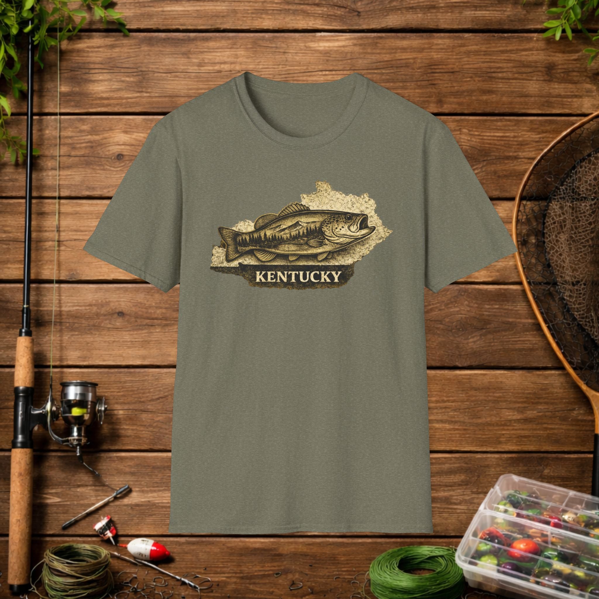 Kentucky Bass Fishing Shirt – Vintage Kentucky Angler Tee – Largemouth Bass Fishing Apparel – Fisherman Gift