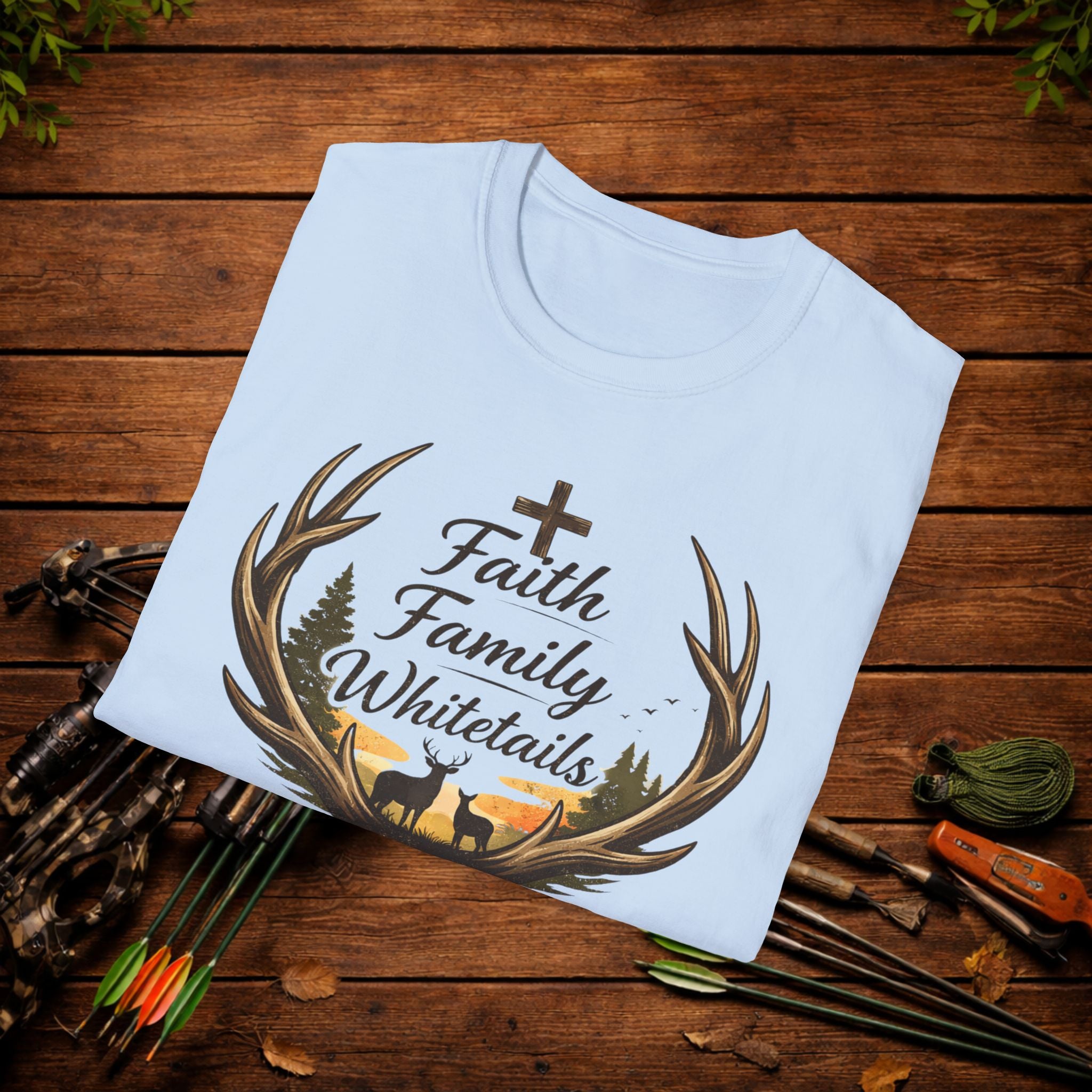 Faith Family Whitetails Shirt – Raised Wild Deer Hunting Tee – Christian Hunting Shirt – Whitetail Hunter Apparel