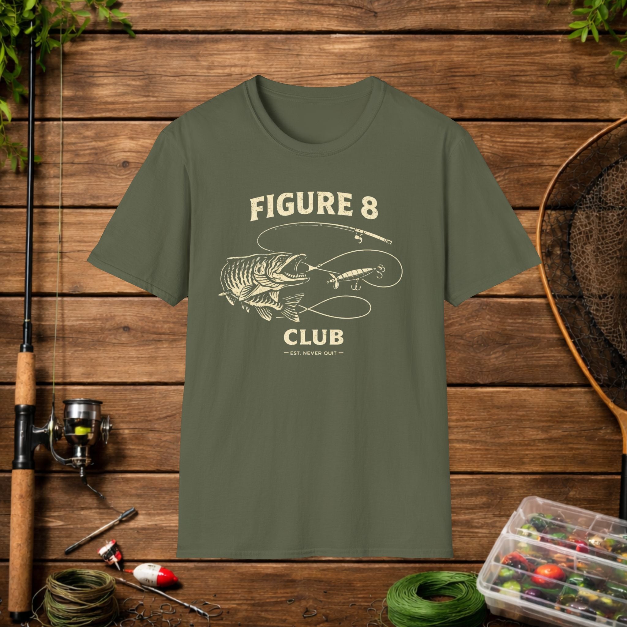 Figure 8 Musky Shirt – Musky Fishing Tee – Muskellunge Angler Apparel – Vintage Fishing Design