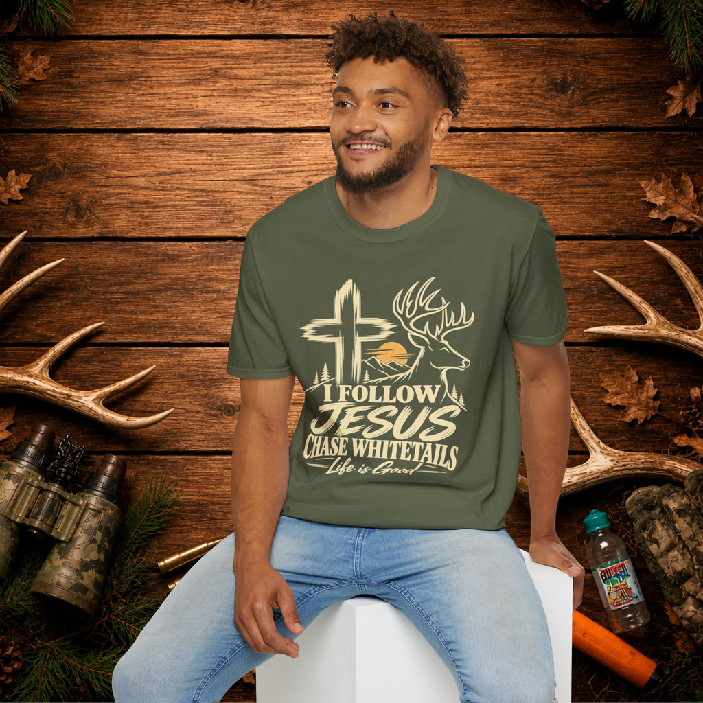 I Follow Jesus Chase Whitetails T-Shirt | Christian Hunting Shirt