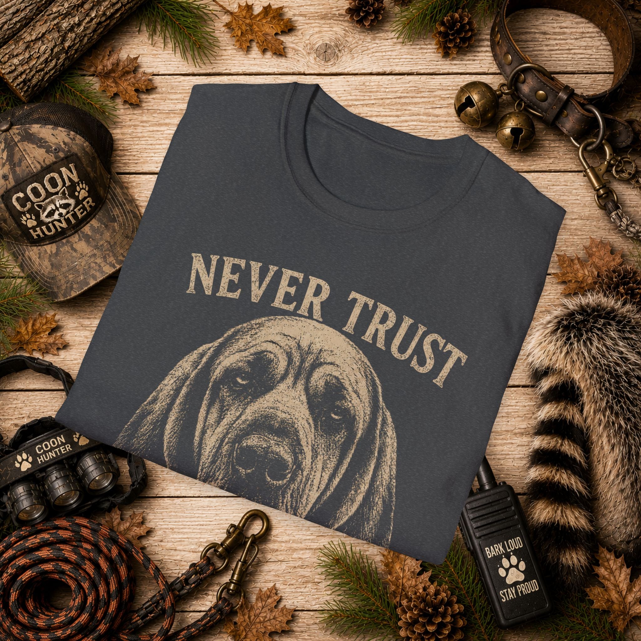 Never Trust a Quiet Hound Coon Hunting T-Shirt | Funny Houndsman Tee | Wild Wonderful Wear
