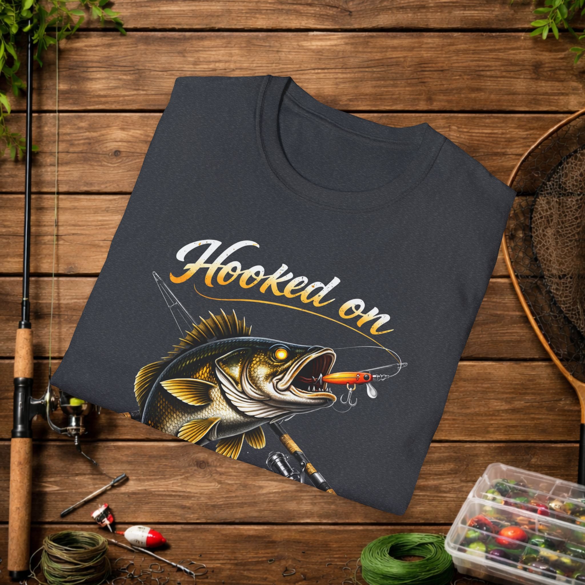Hooked on Walleye Life Fishing Shirt – Walleye Angler Tee – Funny Walleye Fishing Apparel – Fisherman Gift