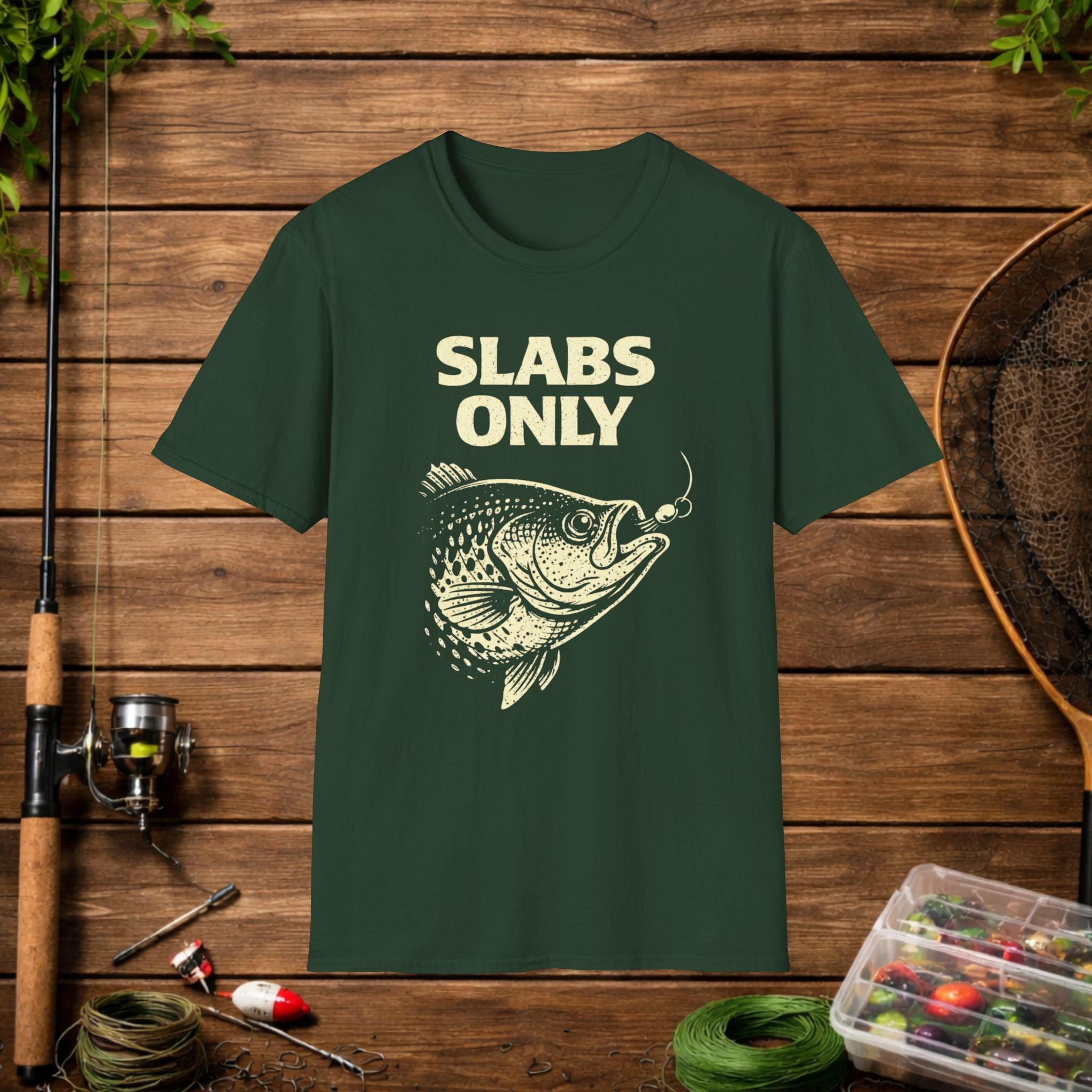 Slabs Only Crappie Fishing Shirt – Minimal Crappie Head Jig Tee – Funny Crappie Angler Shirt – Fisherman Gift