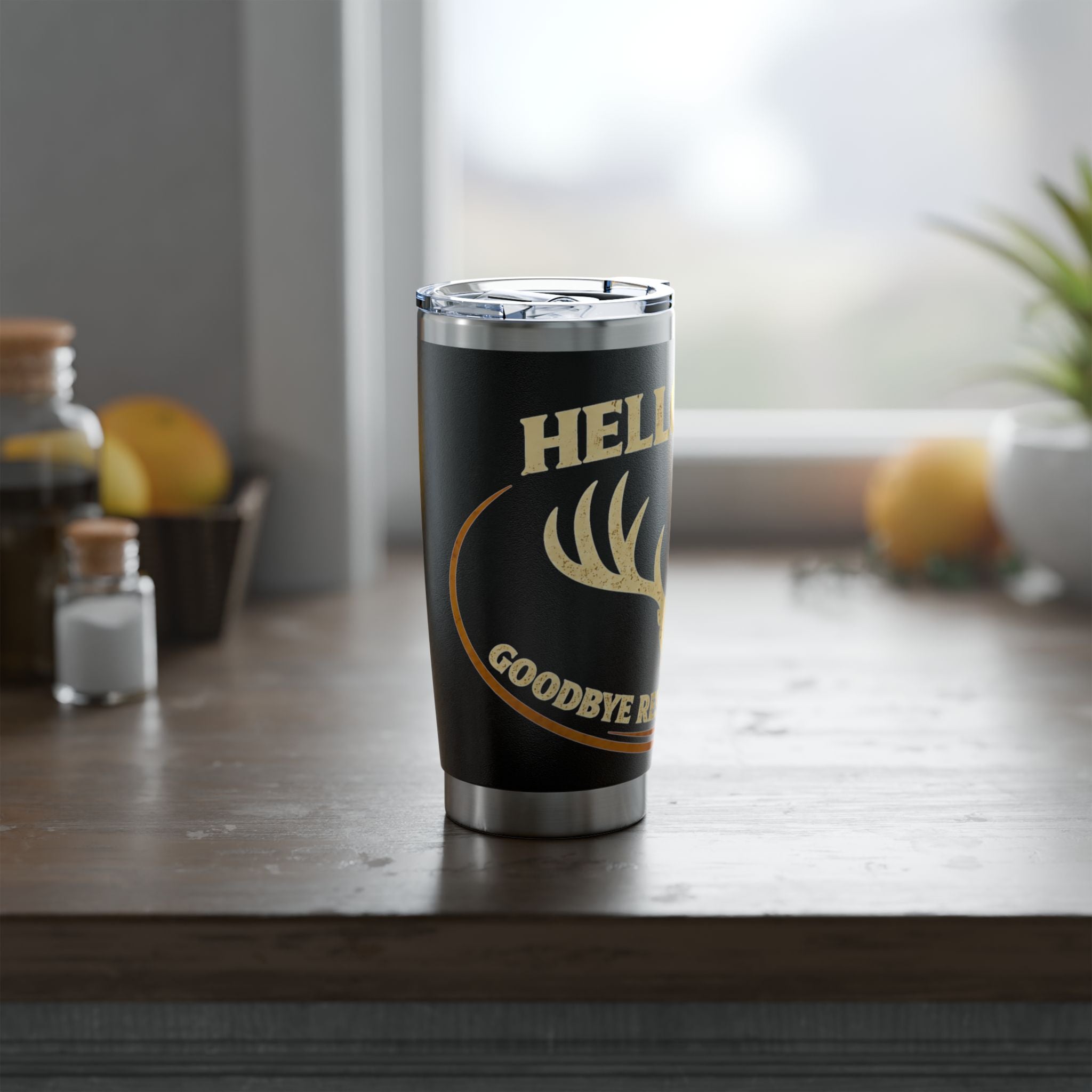 Hello Fall Deer Antlers 20oz Tumbler — Autumn Hunting Travel Mug
