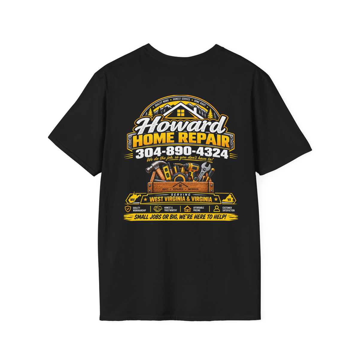 Home Repair Logo T‑Shirt — Howard Home Repair Branded Tee with Phone Number