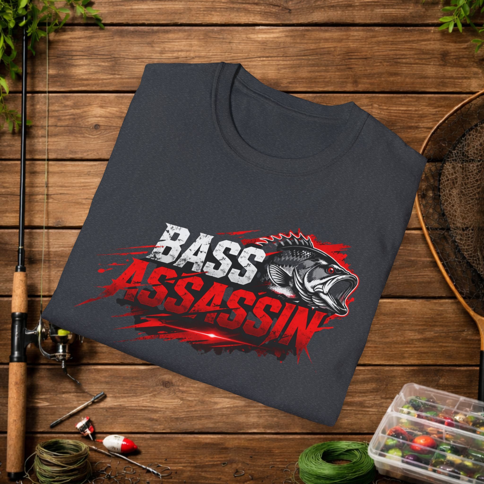 Bass Assassin Fishing Shirt – Funny Bass Fisherman Tee – Largemouth & Smallmouth Bass Fishing Apparel – Angler Gift