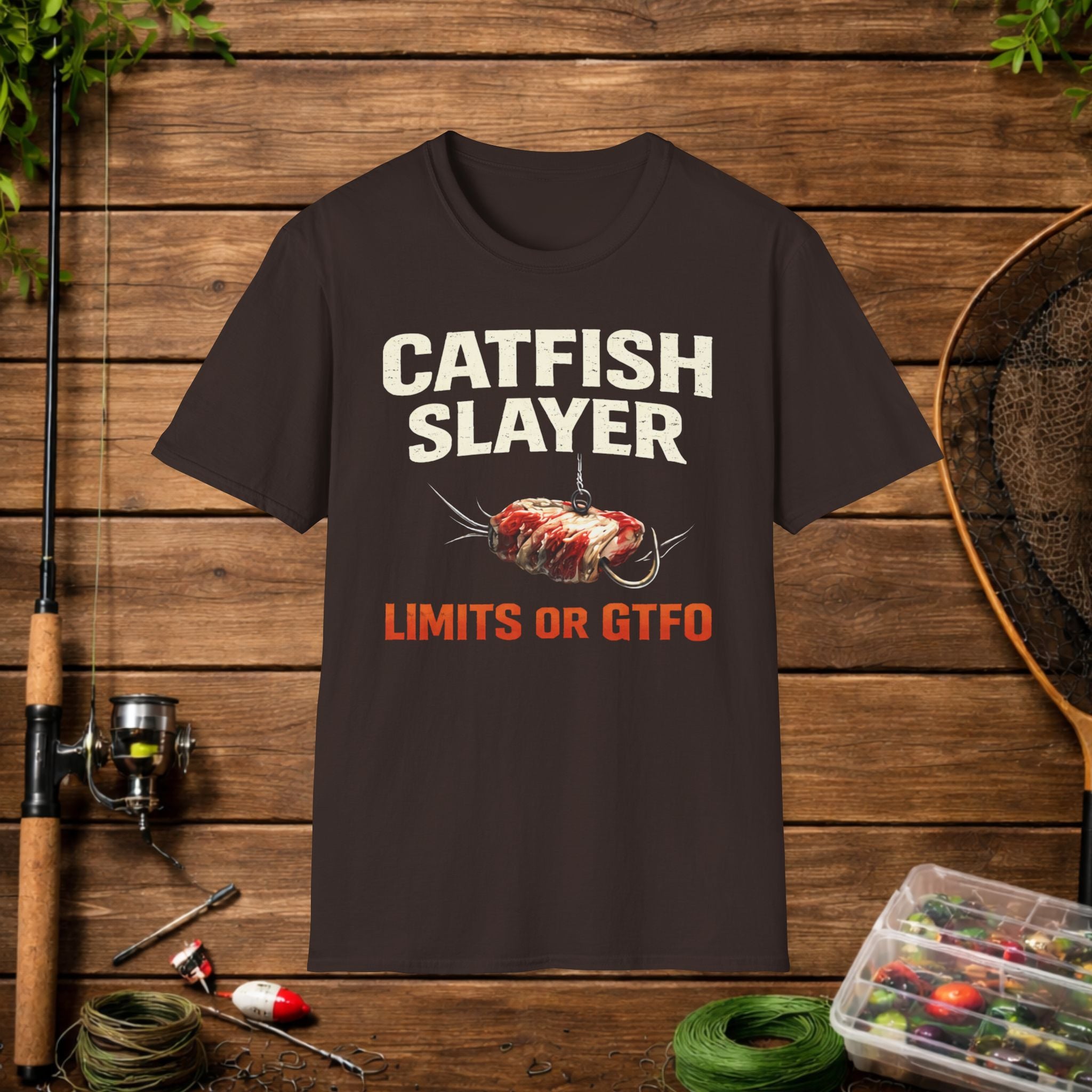 Catfish Slayer Shirt – Limits or GTFO Fishing Tee – Catfishing Angler Shirt – Funny Catfish Fishing Shirt
