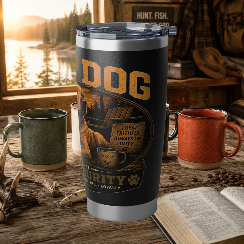 Camp Dog Travel Tumbler — 20oz Insulated Camping & Outdoors Stainless Steel Mug