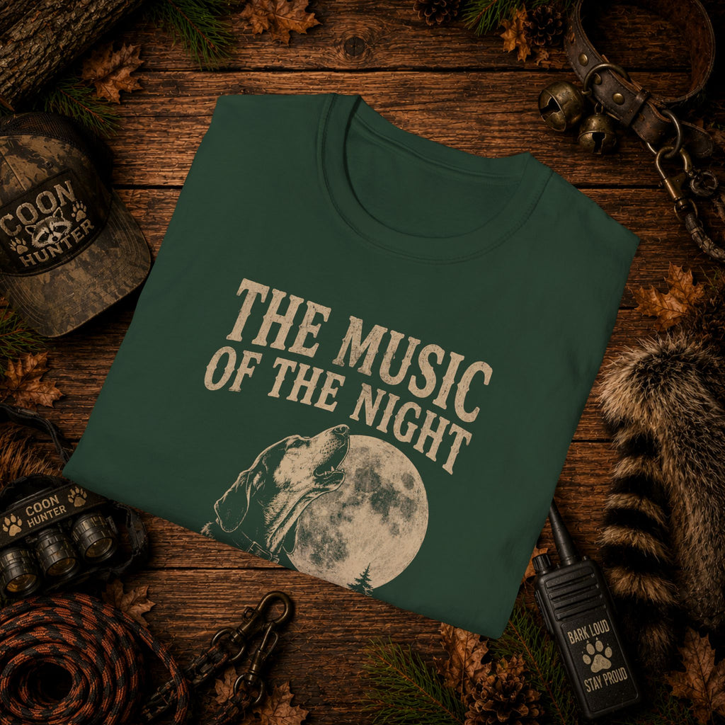 The Music of the Night T-Shirt | Vintage Coon Hound Moon Graphic Tee | Wild Wonderful Wear