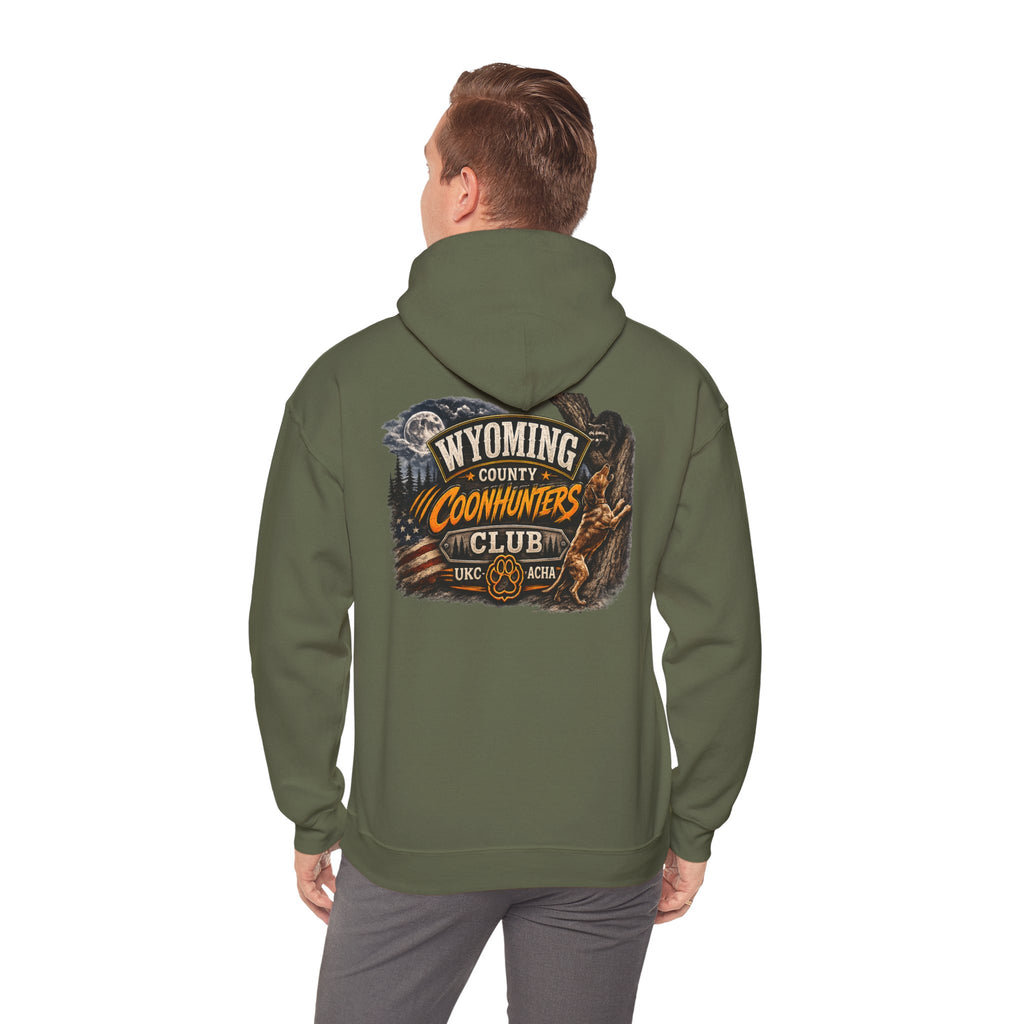 Wyoming Coonhunters Club Hoodie – Dual print badge front/banner back