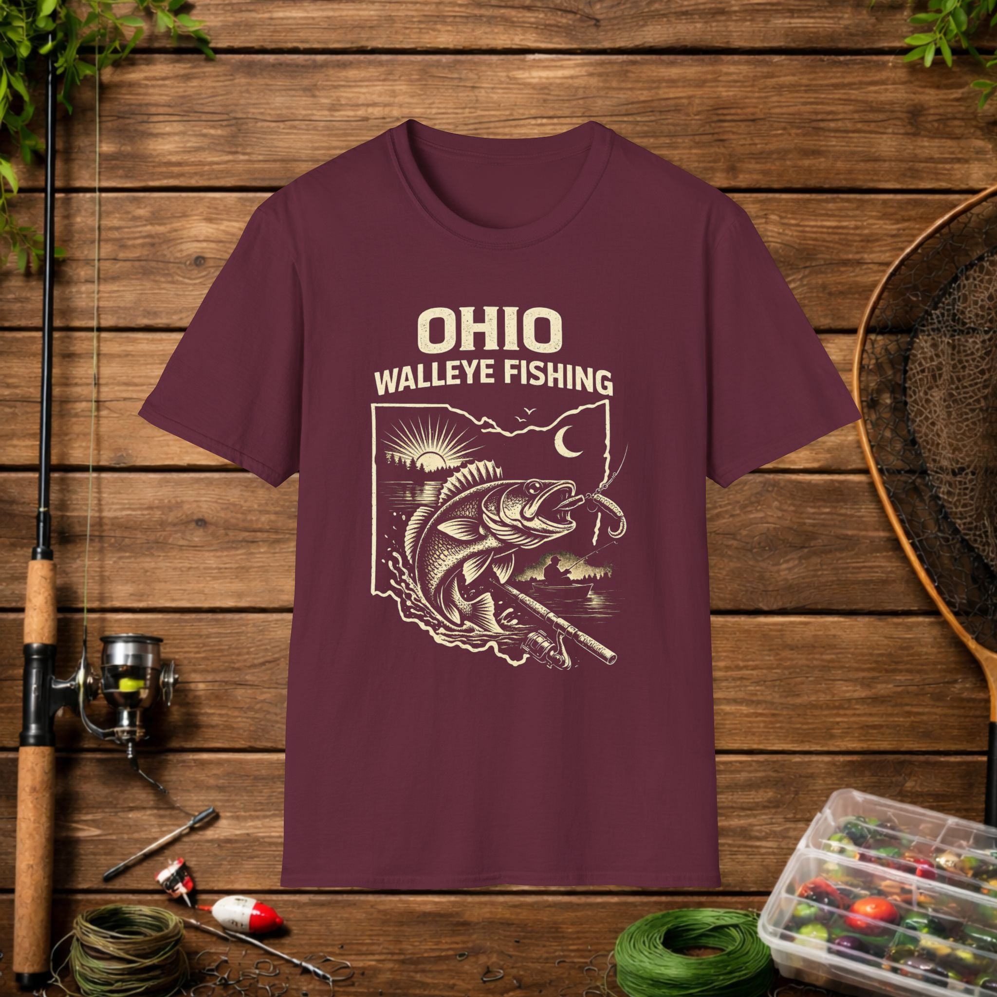 Ohio Walleye Fishing Shirt – Vintage Ohio Angler Tee – Lake Erie Walleye Fishing Apparel – Fisherman Gift