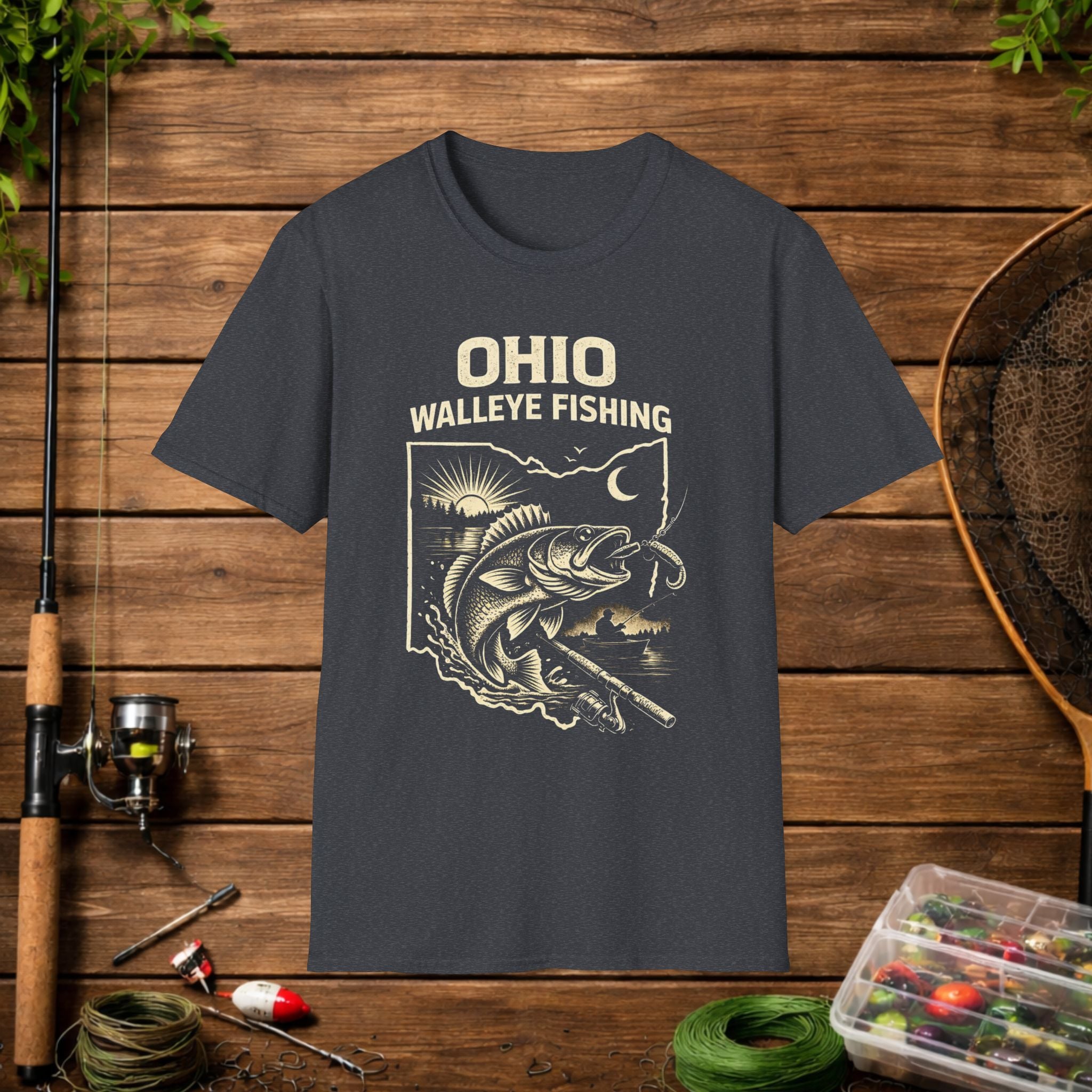 Ohio Walleye Fishing Shirt – Vintage Ohio Angler Tee – Lake Erie Walleye Fishing Apparel – Fisherman Gift