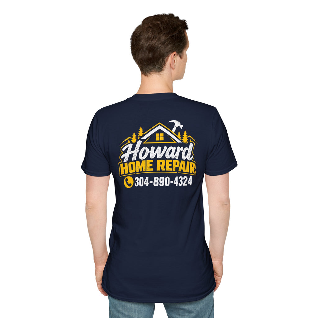 Howard Home Repair Logo T-Shirt — Phone Number Workwear Tee