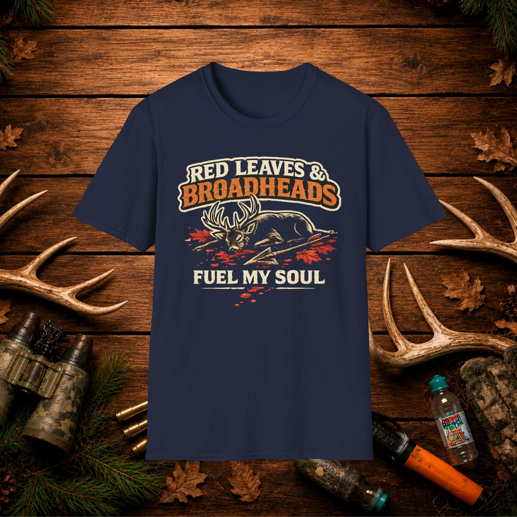 Hunting T-Shirt — "Red Leaves & Broadheads Fuel My Soul" Graphic Tee