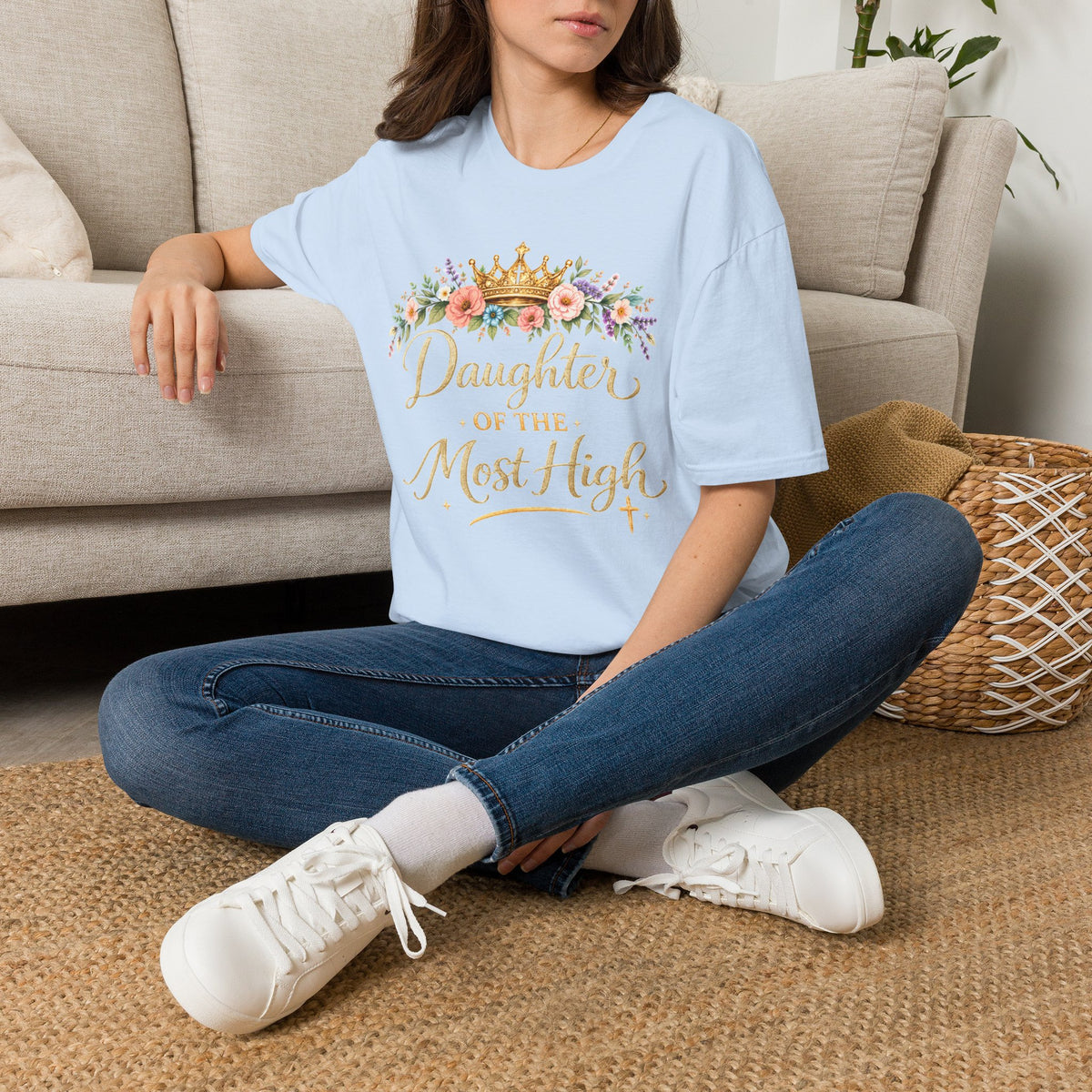 Daughter of the Most High T-Shirt | Floral Crown Christian Faith Tee