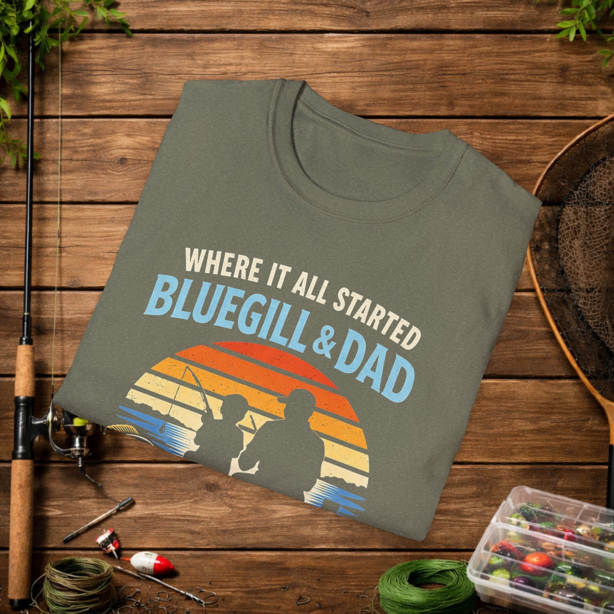 Fishing Dad T-Shirt - "Where It All Started: Bluegill & Dad" Father & Son Fishing Tee