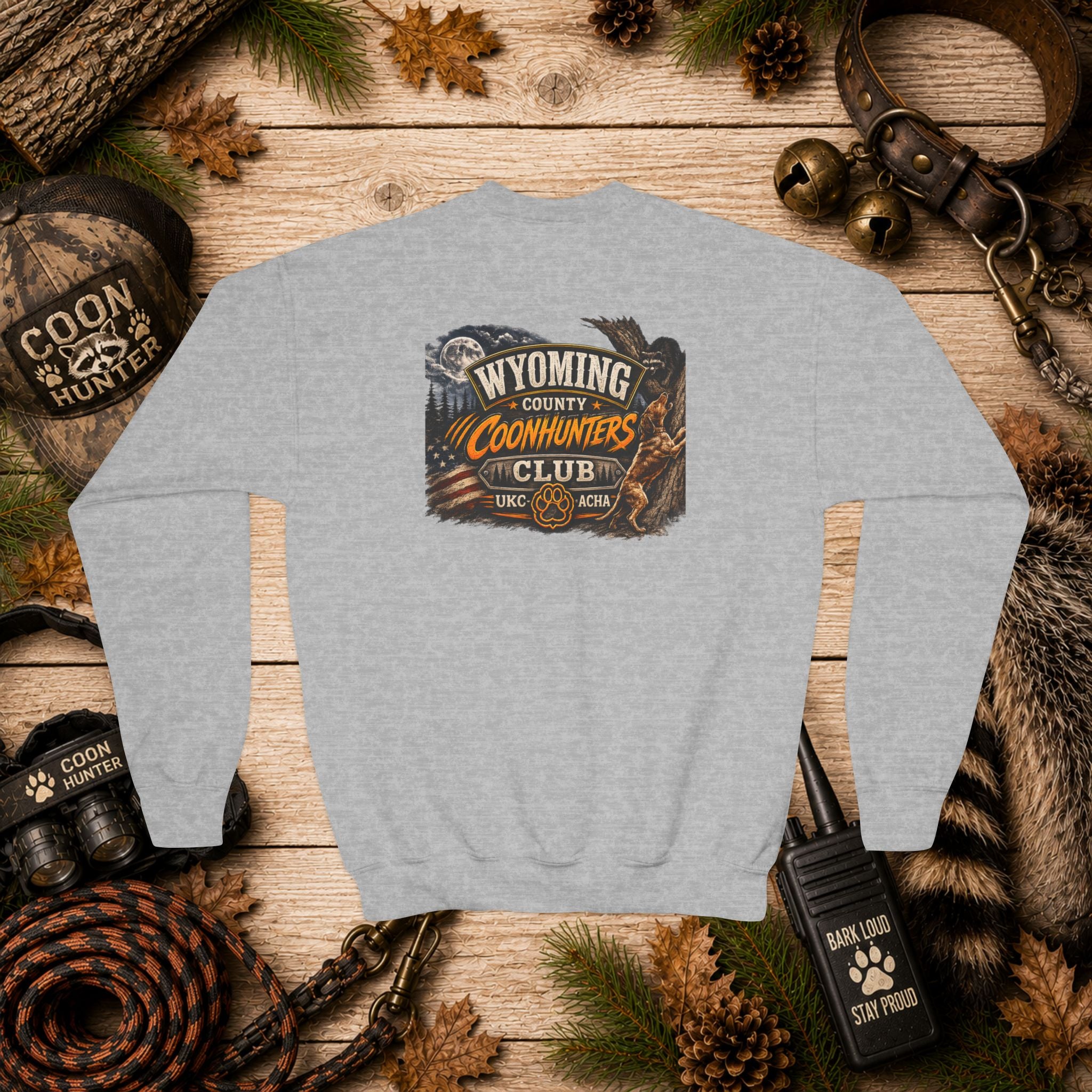 Youth Crewneck Sweatshirt — Wyoming County Coonhunters Club Graphic Pullover