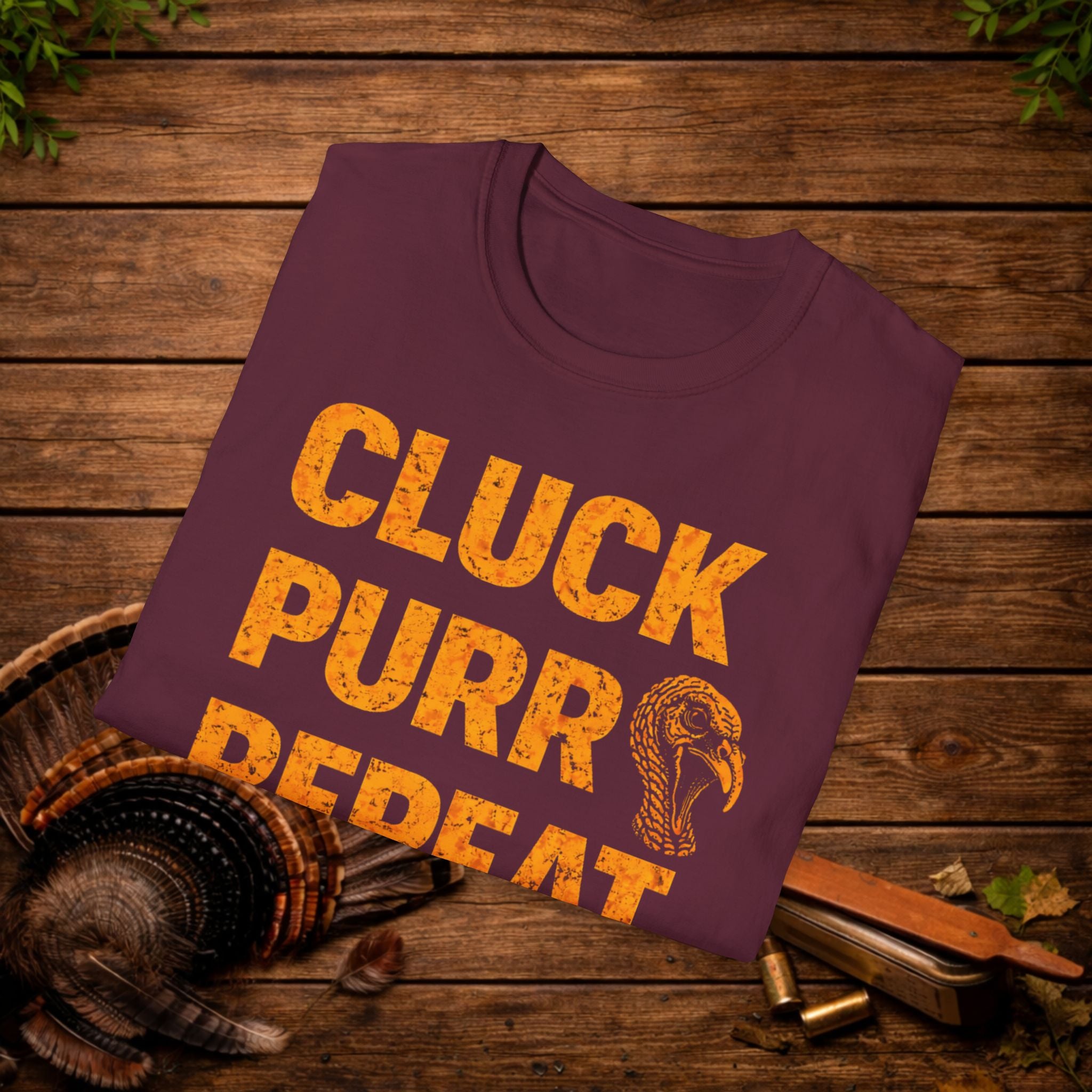 Cluck Purr Repeat Turkey Hunting Shirt – Turkey Calling Tee – Spring Turkey Season Hunter Shirt – Gobbler Hunting Apparel