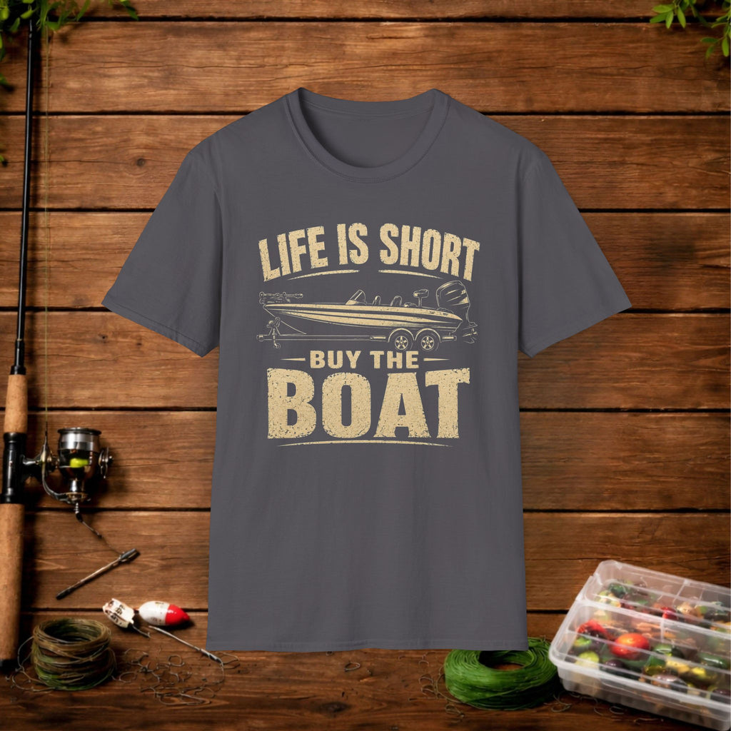 Boat T‑Shirt — "Life Is Short, Buy The Boat" Vintage Fishing Tee