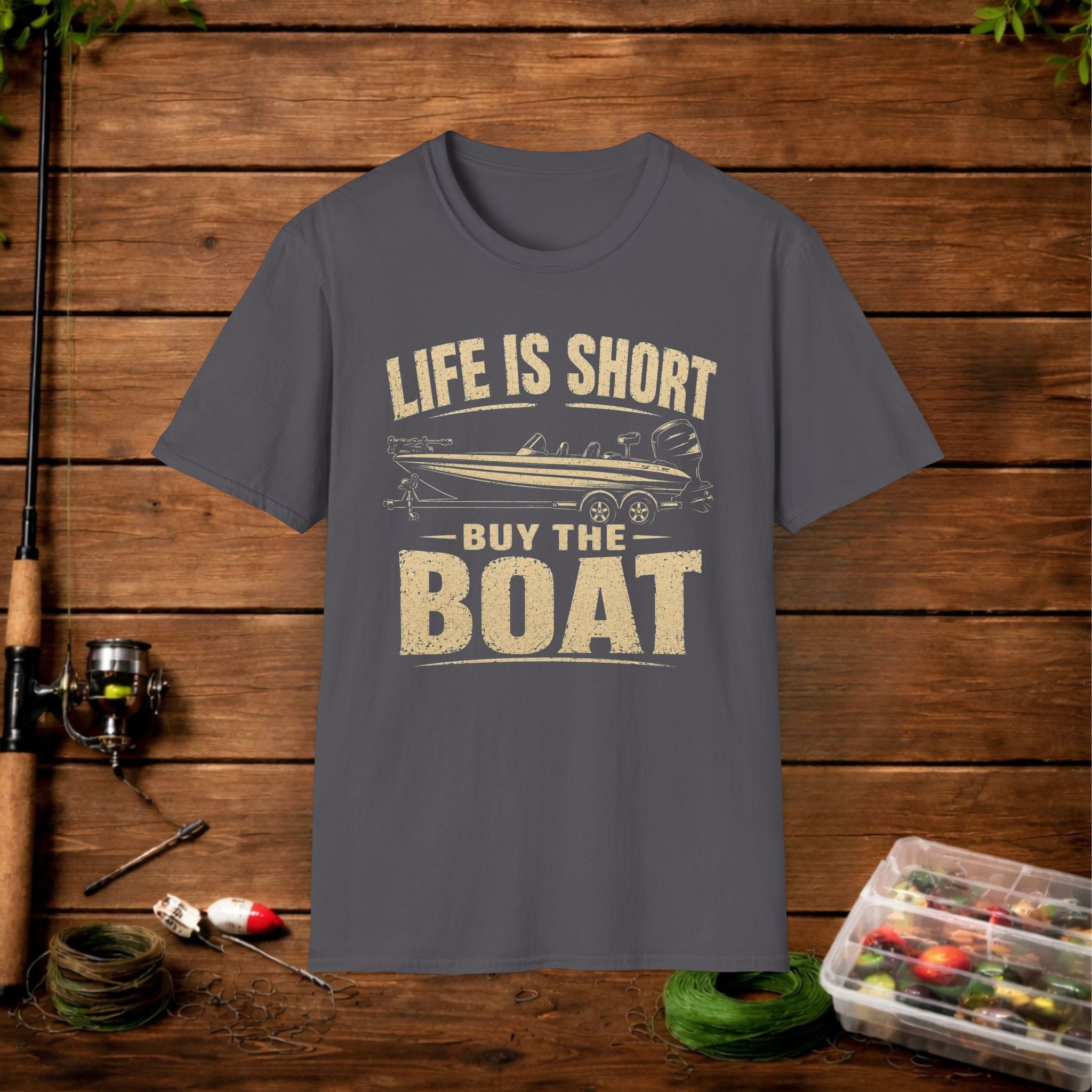 Boat T‑Shirt — "Life Is Short, Buy The Boat" Vintage Fishing Tee