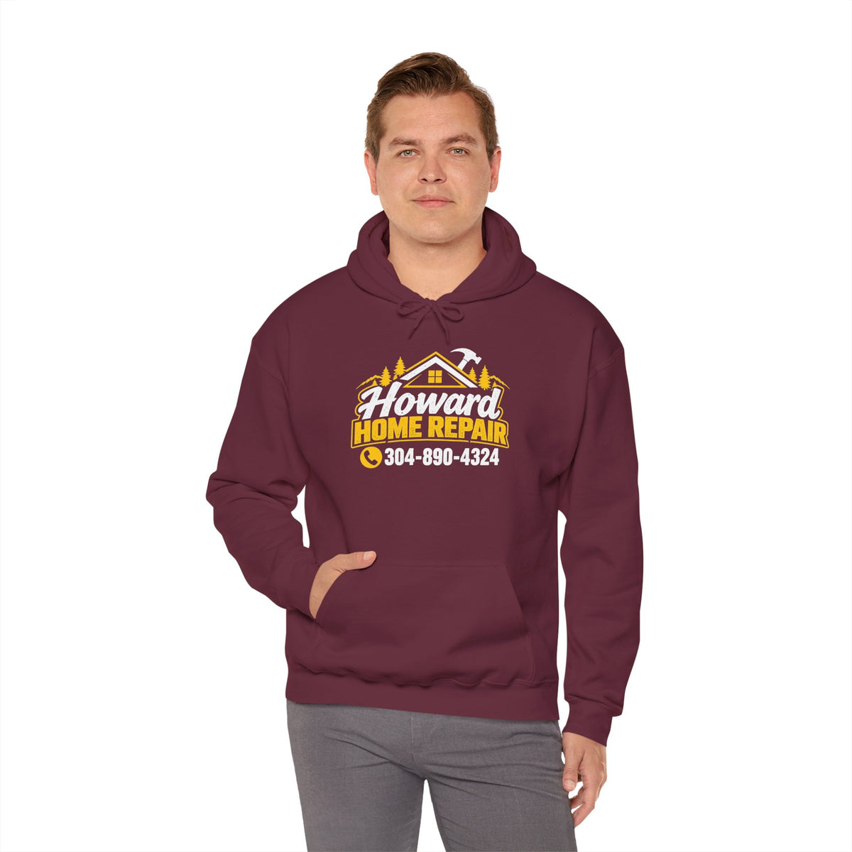 Howard Home Repair Hoodie — Logo Pullover front/back print
