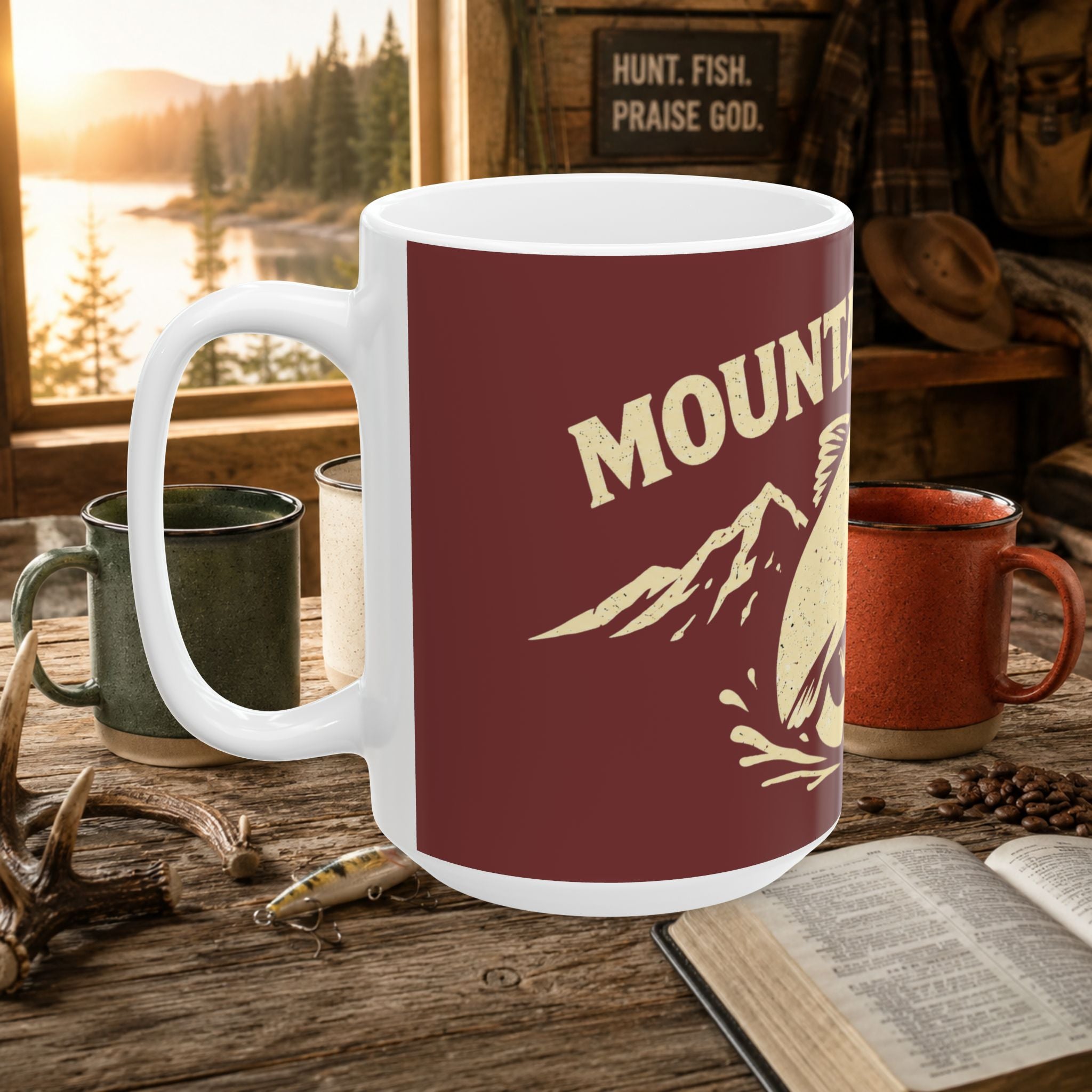 Mountain Water Vintage Trout Fishing Ceramic Mug – Angler Coffee Cup | Gift for Fishermen | 11oz & 15oz