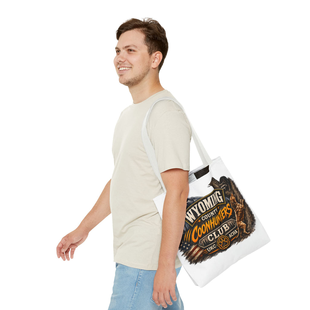 Coonhunters Club Wyoming Tote Bag — Vintage Hunting Patch Design