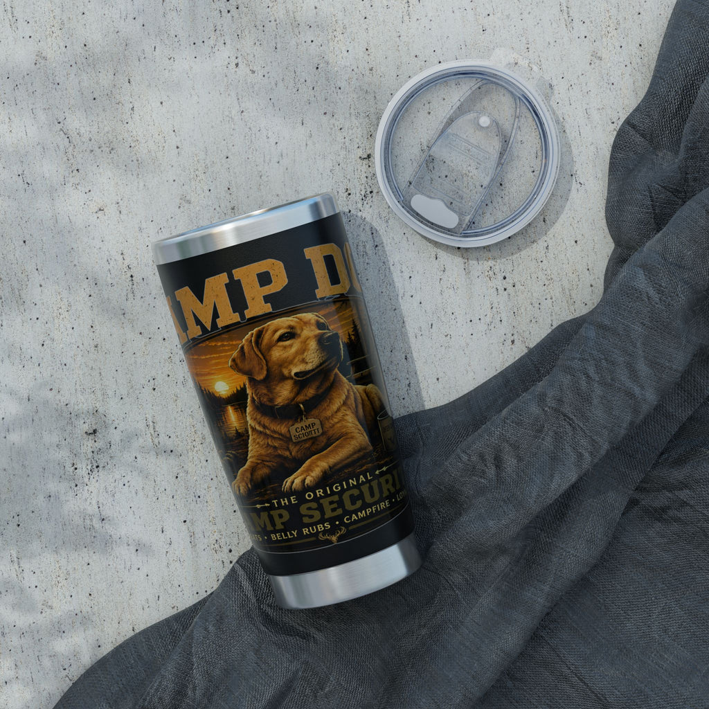 Camp Dog Travel Tumbler — 20oz Insulated Camping & Outdoors Stainless Steel Mug