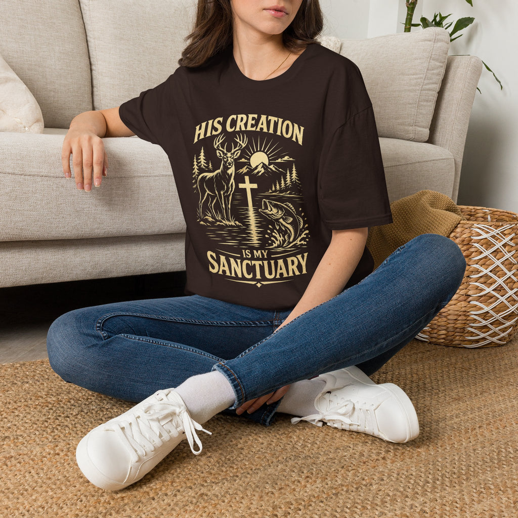 Christian Outdoors T-Shirt — "His Creation Is My Sanctuary" Faith Hunting Tee