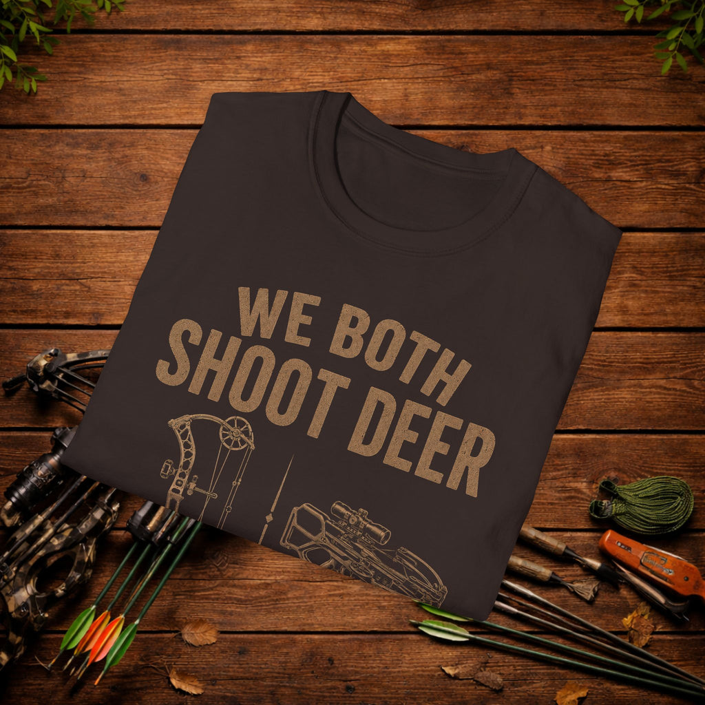 We Both Shoot Deer T-Shirt — Funny Hunting Shirt with Crossbow & Bow Design