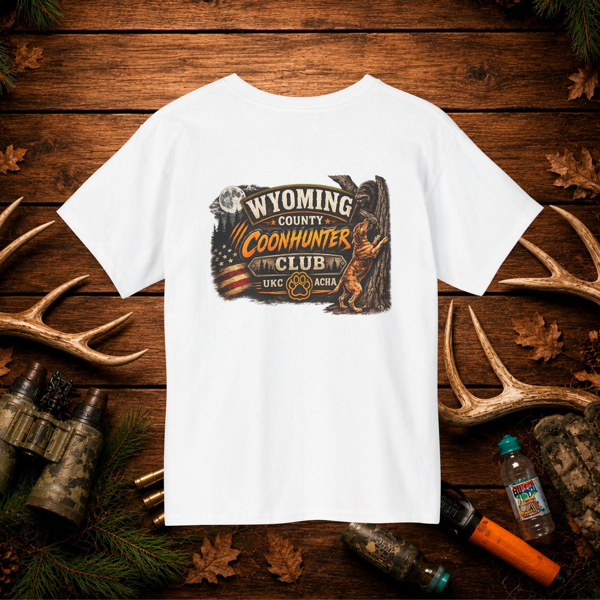 Wyoming County Coonhunter Club Youth T-Shirt — Back Print