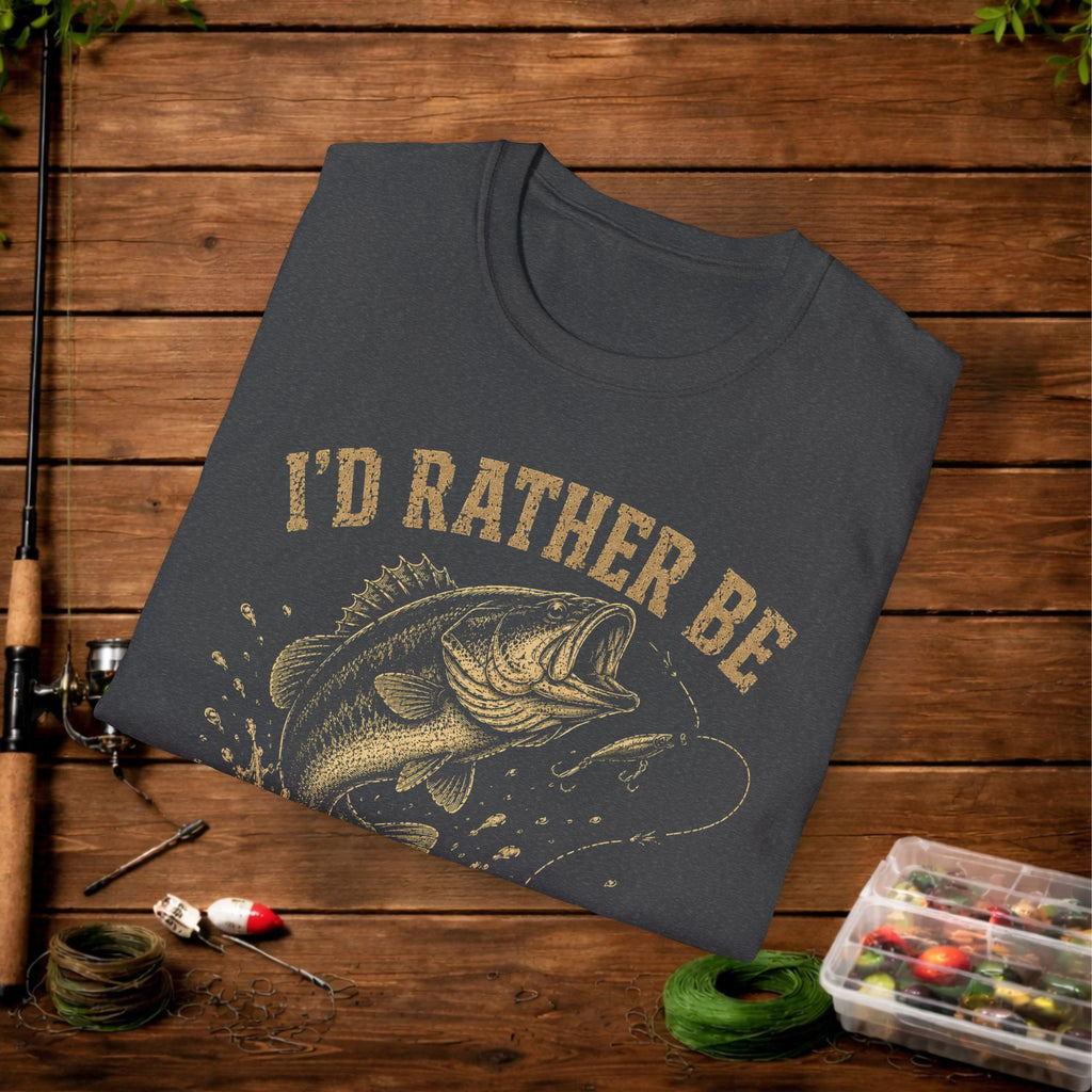 Fishing T-Shirt — "I'd Rather Be Missing Fish" Vintage Bass Graphic Tee
