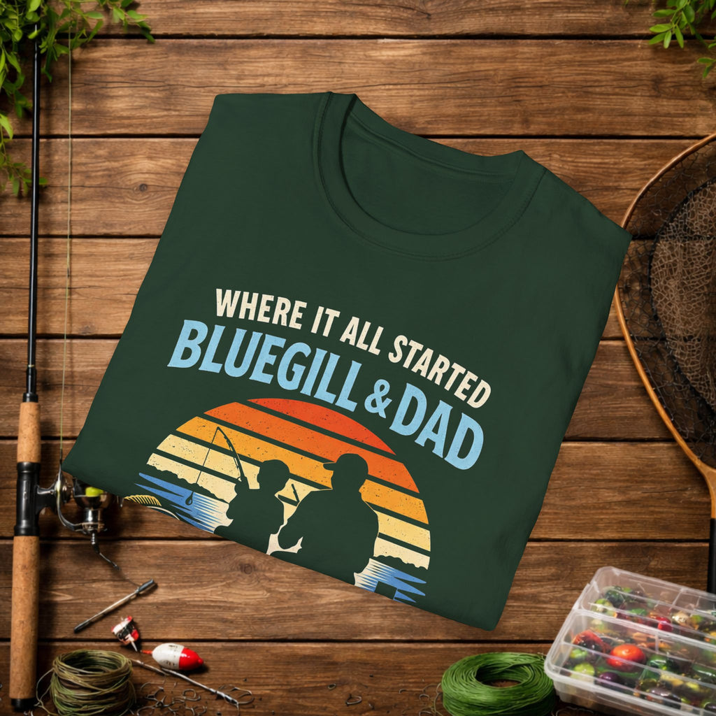 Fishing Dad T-Shirt - "Where It All Started: Bluegill & Dad" Father & Son Fishing Tee
