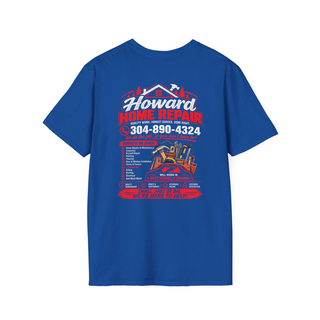 Home Repair T-Shirt — Howard Home Repair Crew Tee with Phone Number