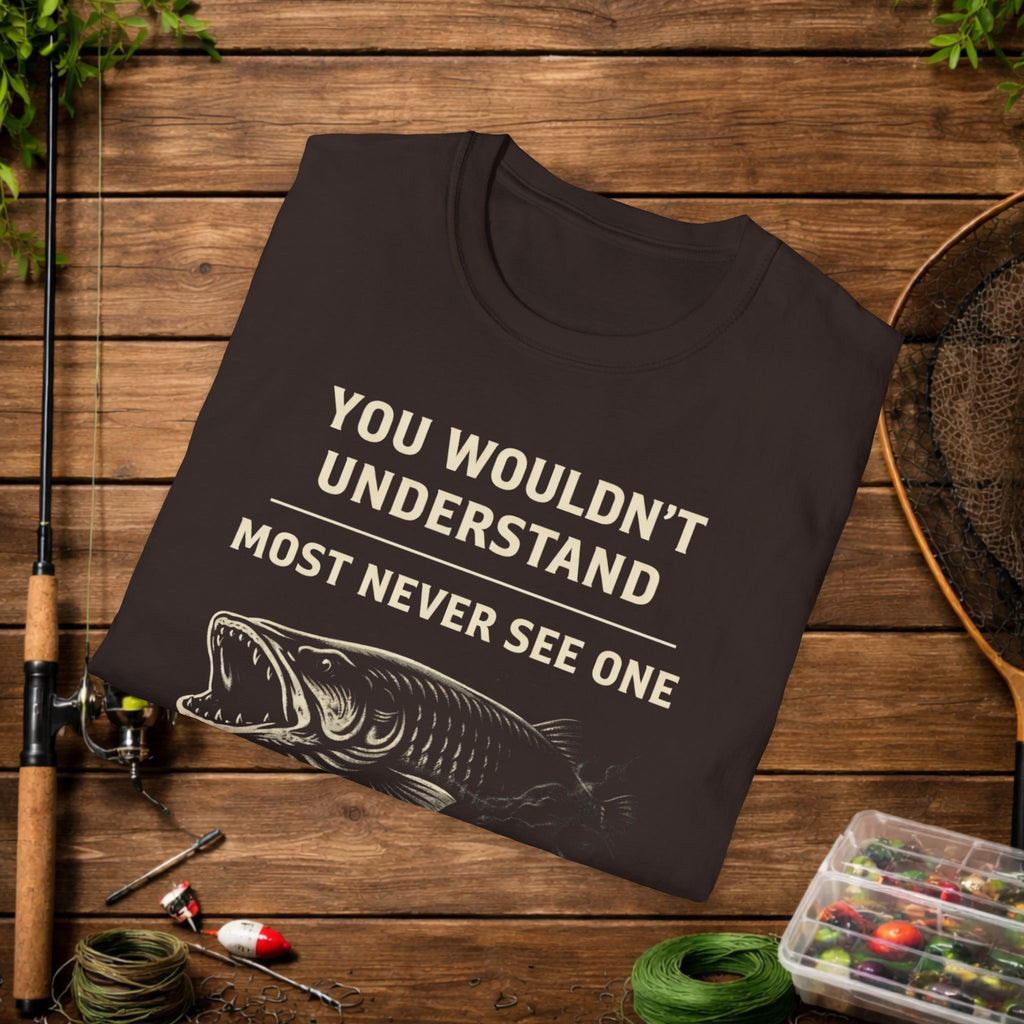 Musky Fishing Shirt Black – You Wouldn’t Understand – Most Never See One – Grim Muskie Angler Tee – Dark Fishing T-Shirt
