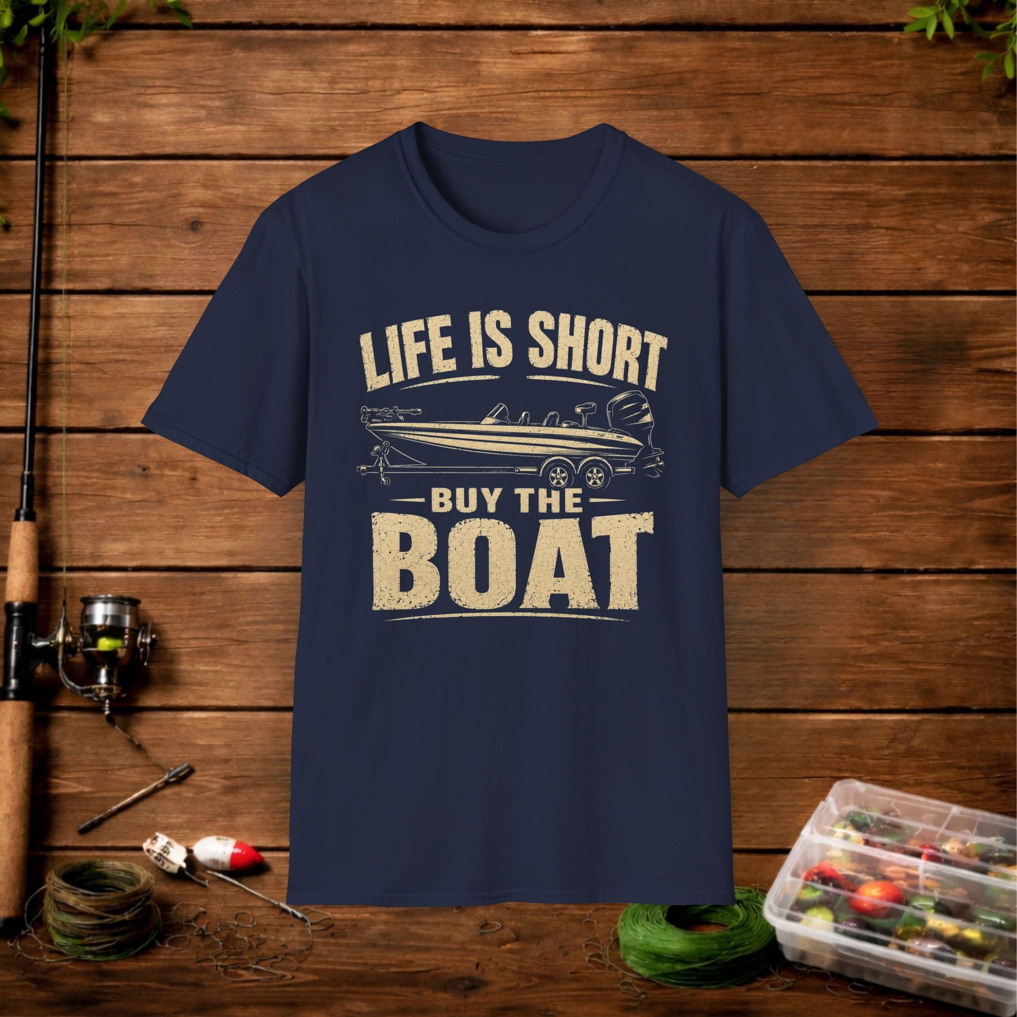Boat T‑Shirt — "Life Is Short, Buy The Boat" Vintage Fishing Tee