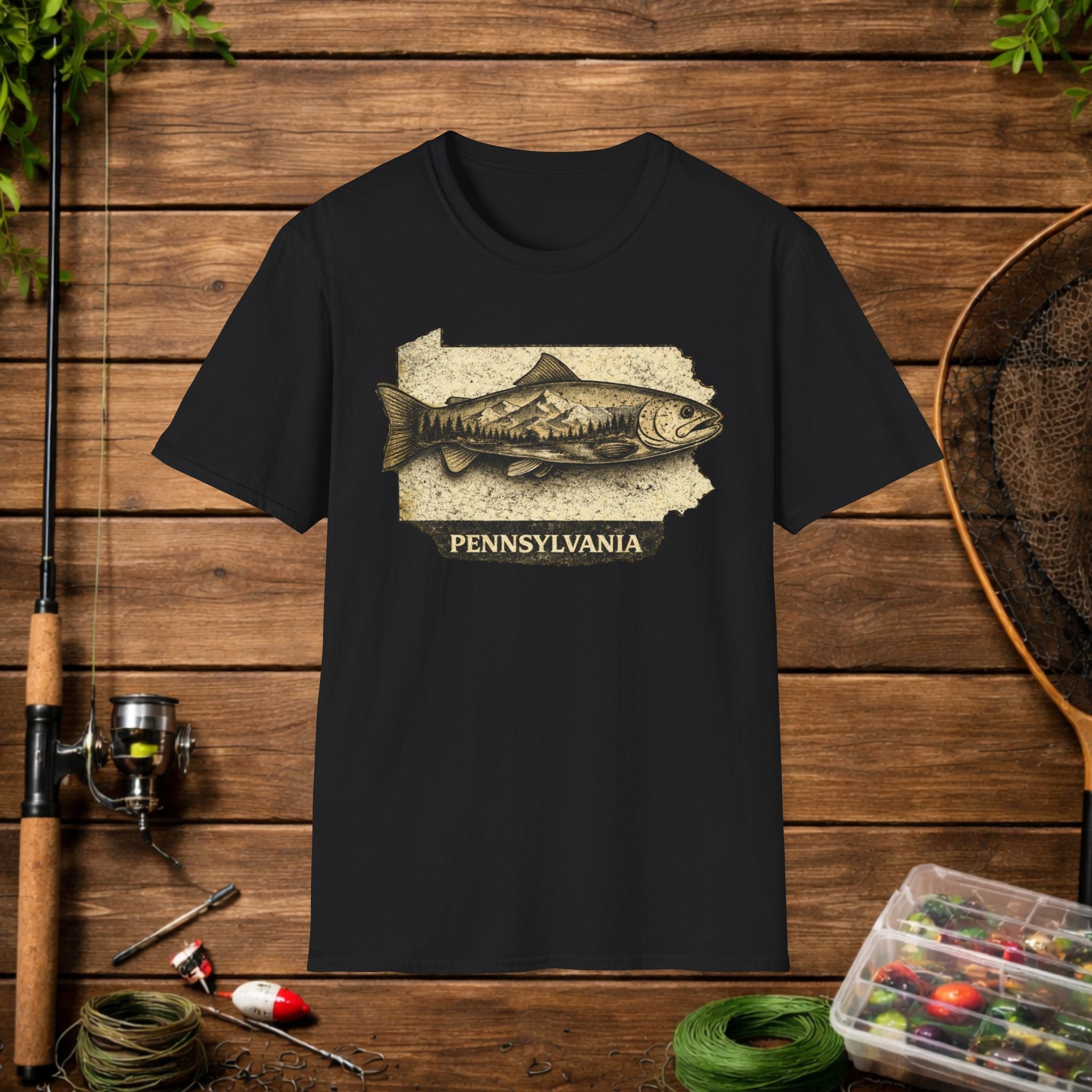Pennsylvania Trout Fishing Shirt – Vintage PA Trout Angler Tee – Fly Fishing Apparel – Keystone State Fisherman Gift