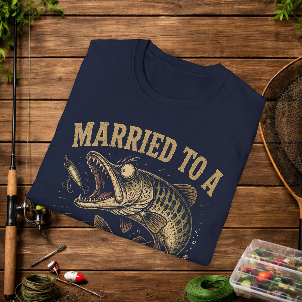 Married to a Musky Addict T-Shirt — Funny Fishing Gift for Muskie Lovers
