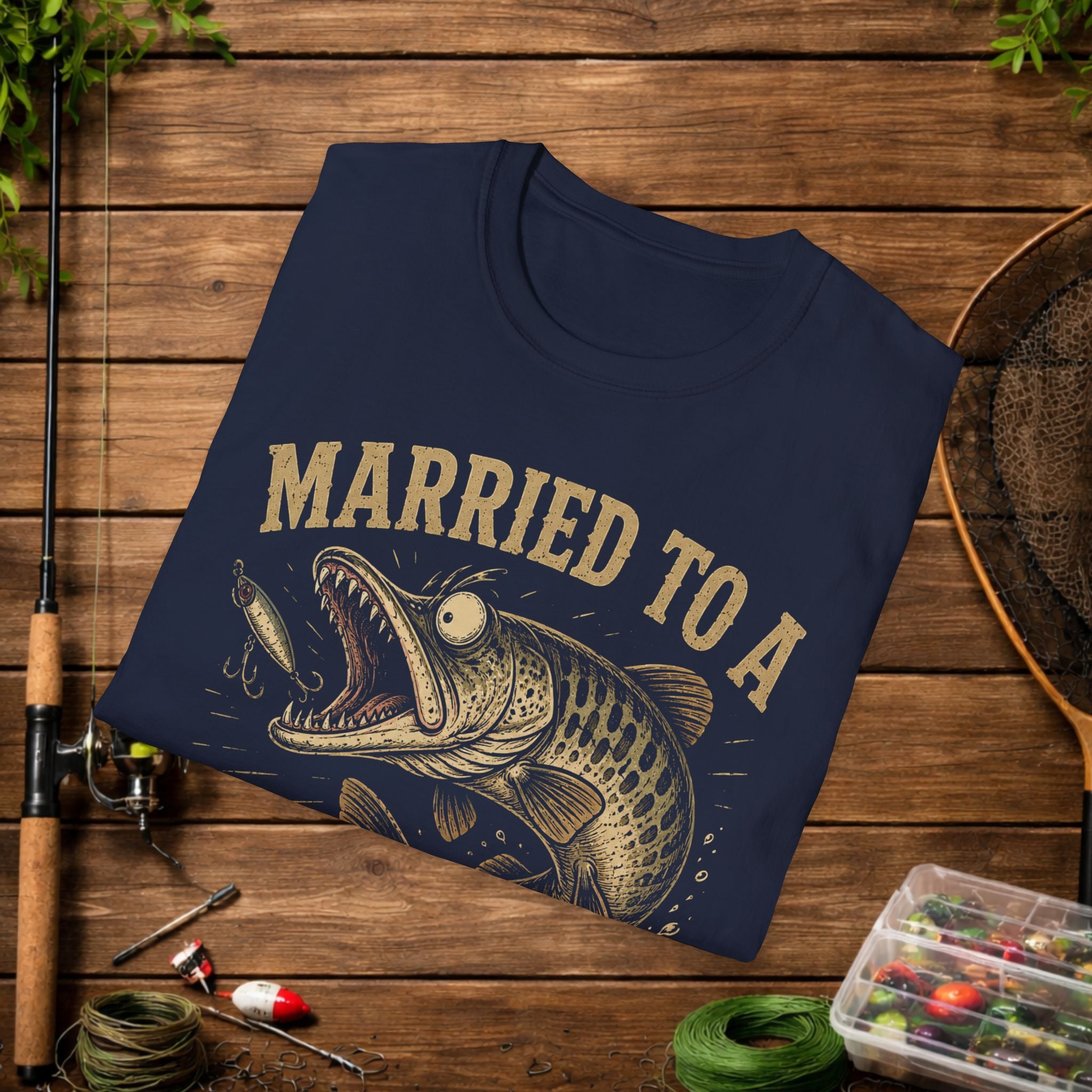 Married to a Musky Addict T-Shirt — Funny Fishing Gift for Muskie Lovers