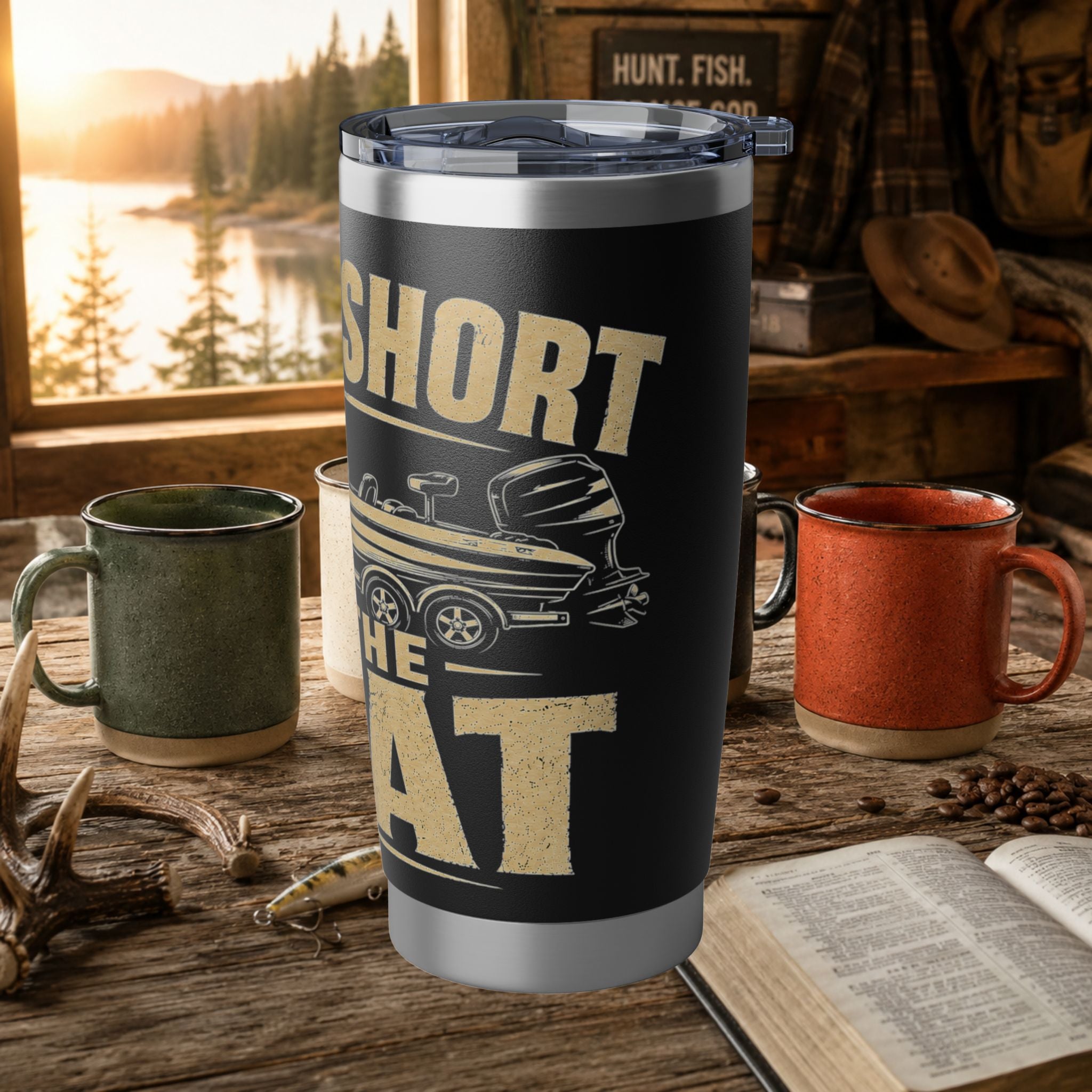 Fishing Quote 20oz Tumbler - "Life is Short, Buy the Boat" Insulated Travel Mug