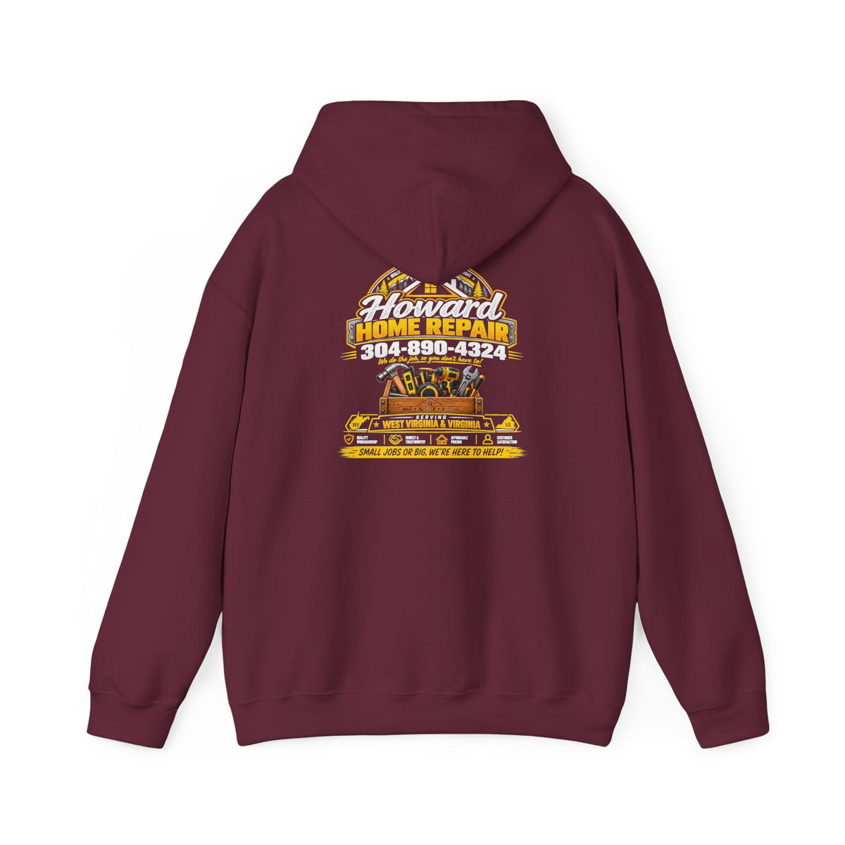 Howard Home Repair Hoodie — Logo Pullover front/back print