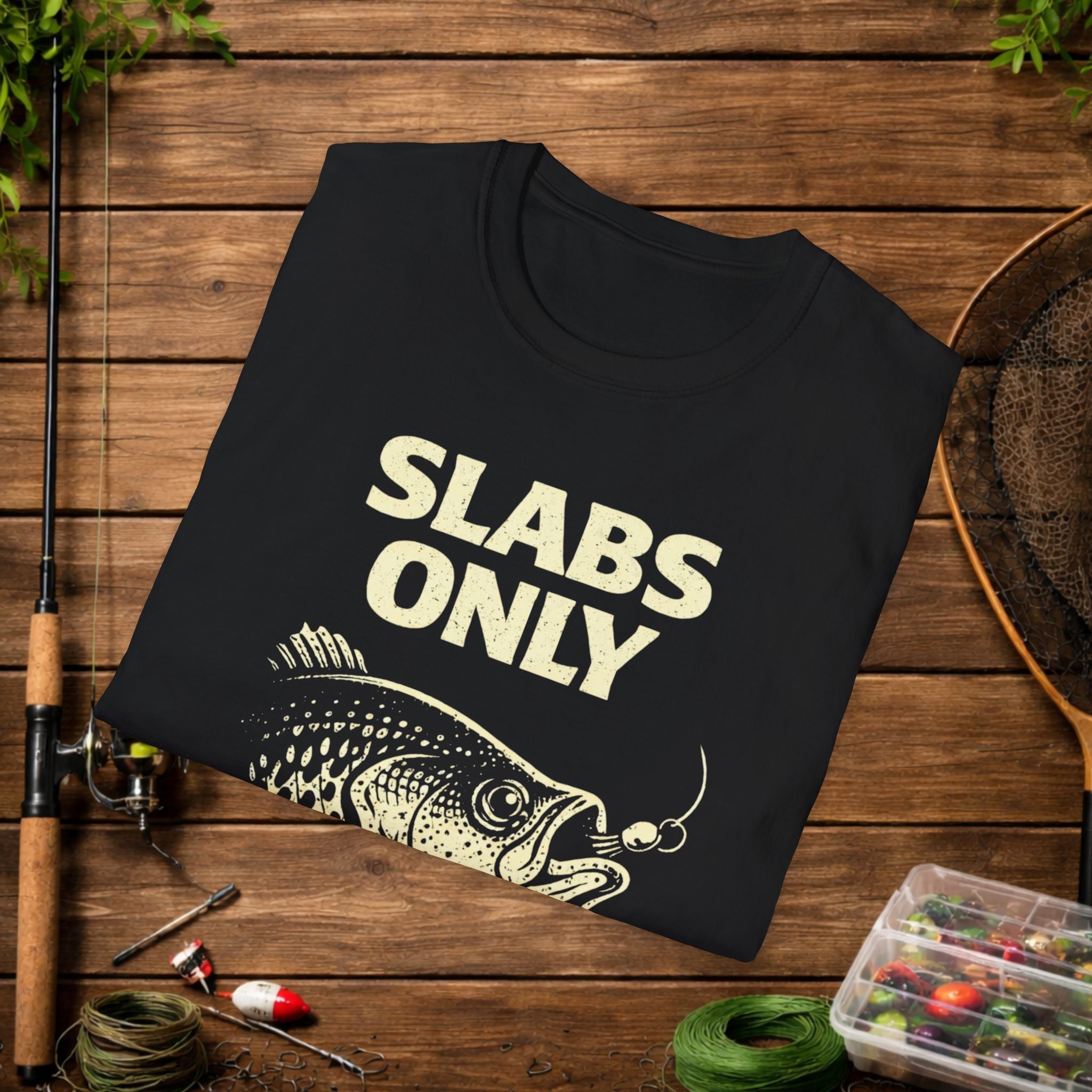 Slabs Only Crappie Fishing Shirt – Minimal Crappie Head Jig Tee – Funny Crappie Angler Shirt – Fisherman Gift