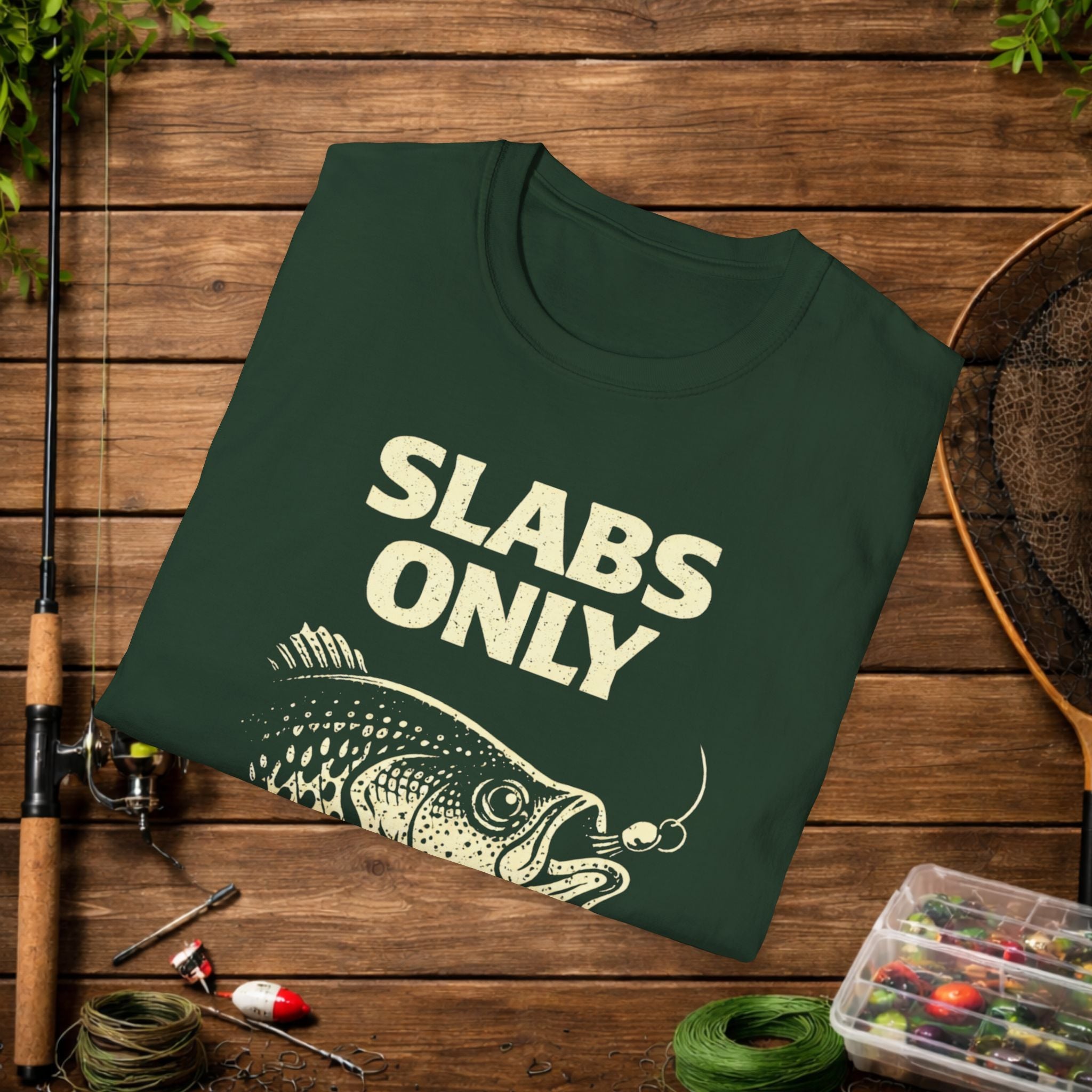 Slabs Only Crappie Fishing Shirt – Minimal Crappie Head Jig Tee – Funny Crappie Angler Shirt – Fisherman Gift