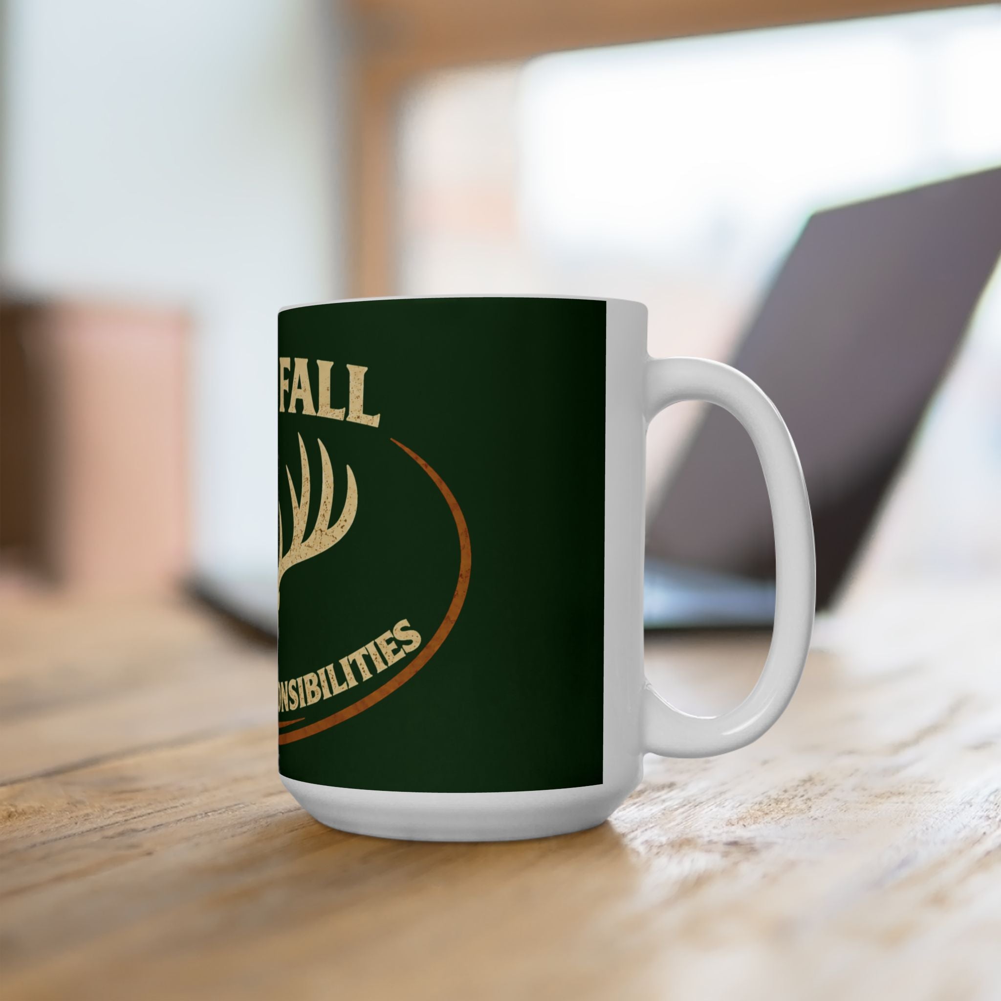 Hello Fall Deer Antlers Mug — Goodbye Responsibility | Hunting Coffee Cup