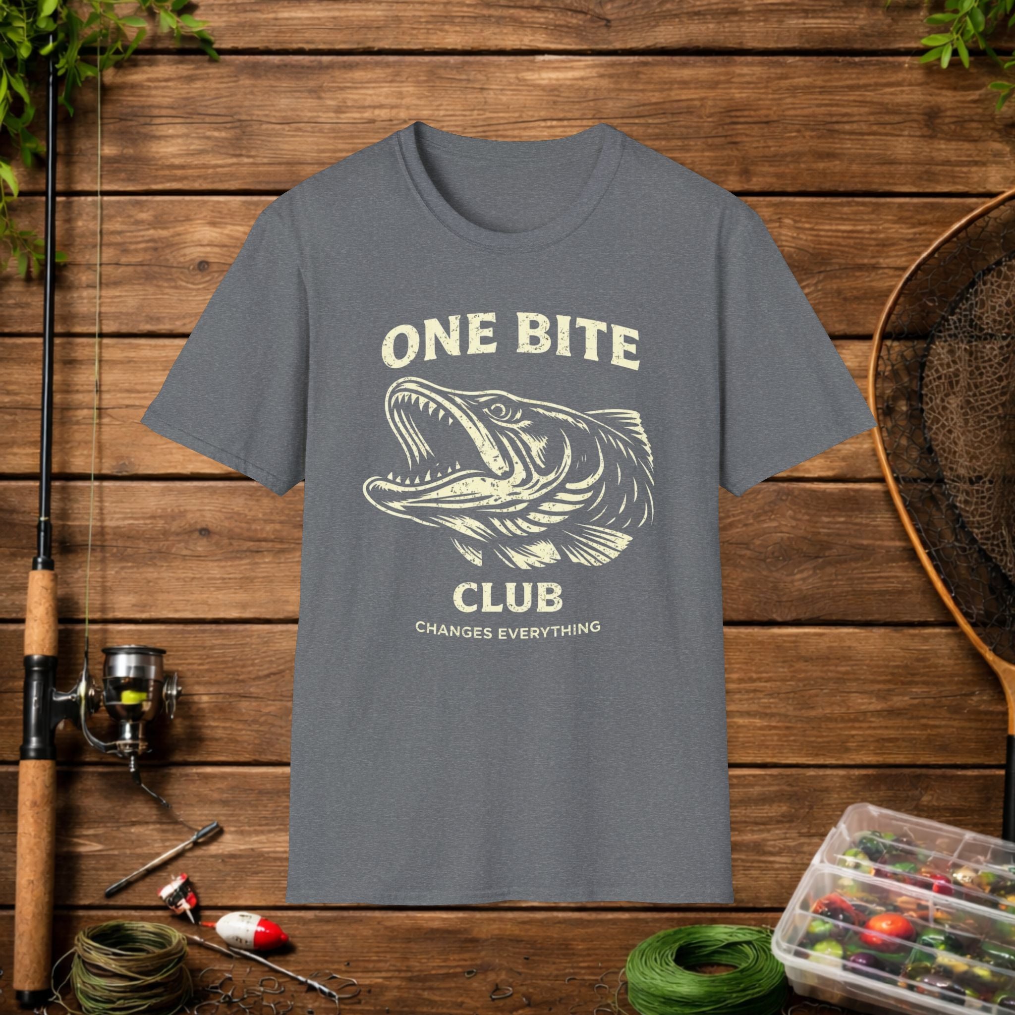 One Bite Musky Shirt – Muskellunge Fishing Tee – Musky Angler Apparel – Vintage Fishing Design