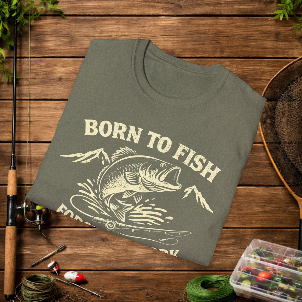 Born to Fish Forced to Work Bass Shirt – Funny Fishing T-Shirt – Largemouth Bass Angler Tee – Fisherman Gift