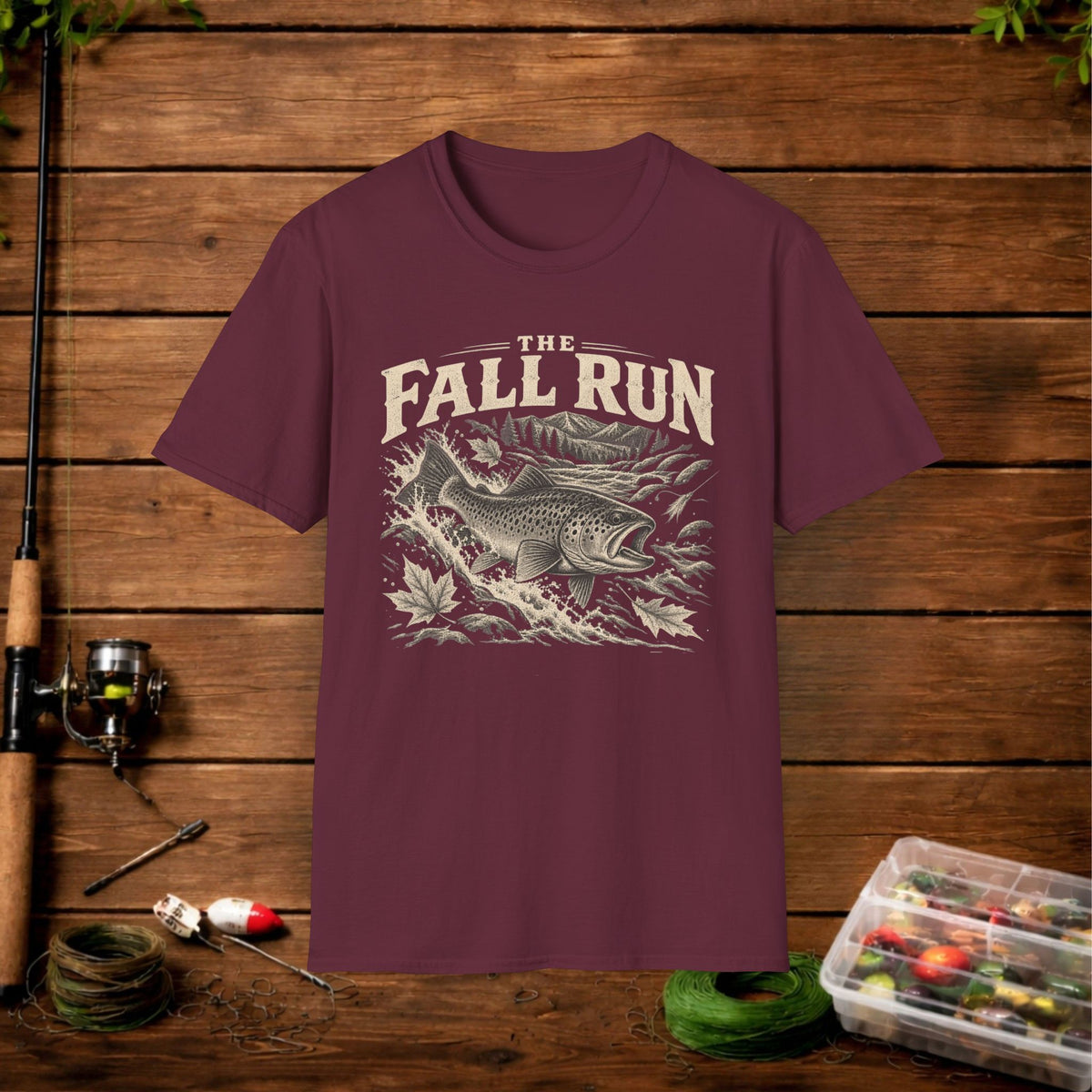 The Fall Run Fishing T-Shirt — Vintage Trout Design