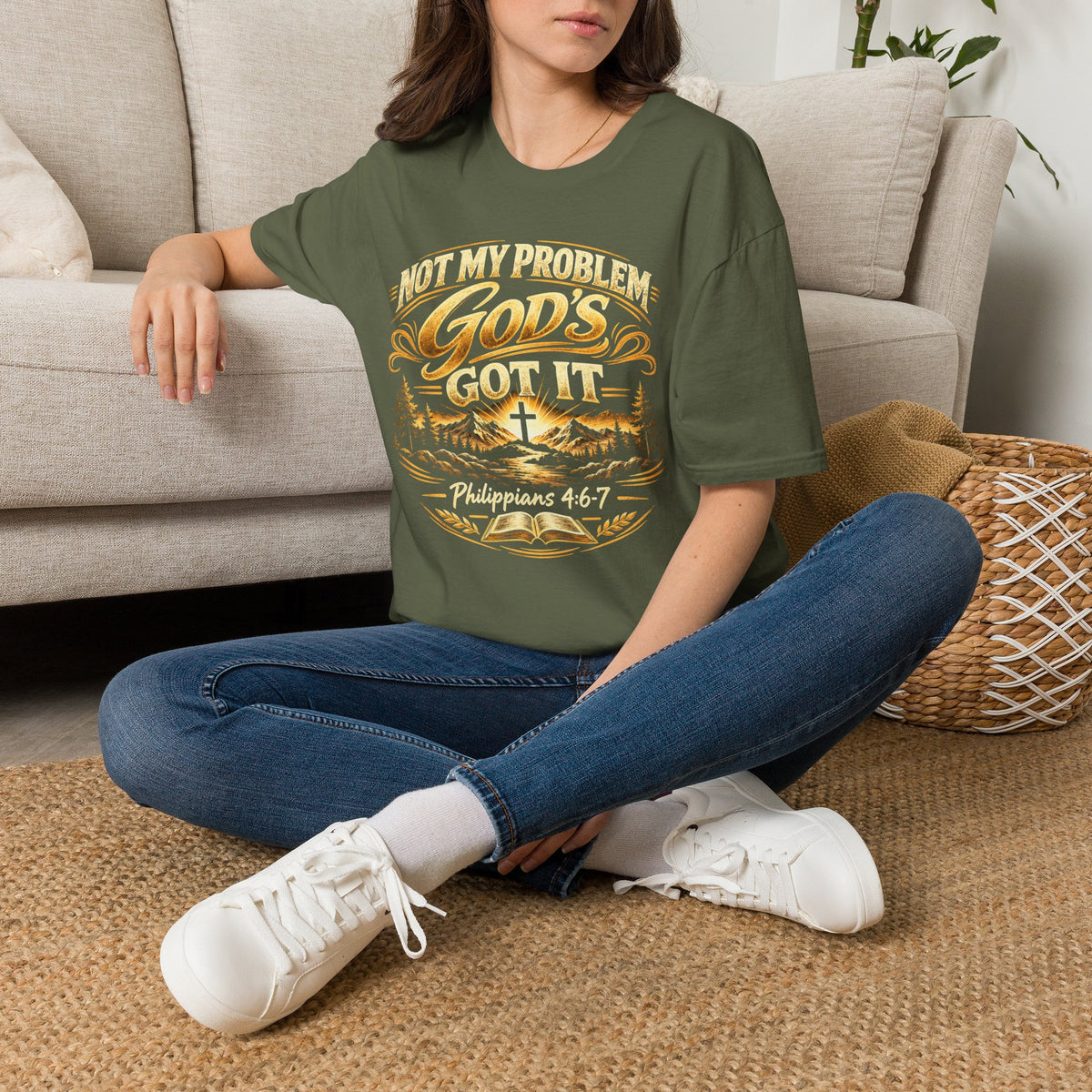 Not My Problem God’s Got It T-Shirt — Philippians 4:7 Christian Tee