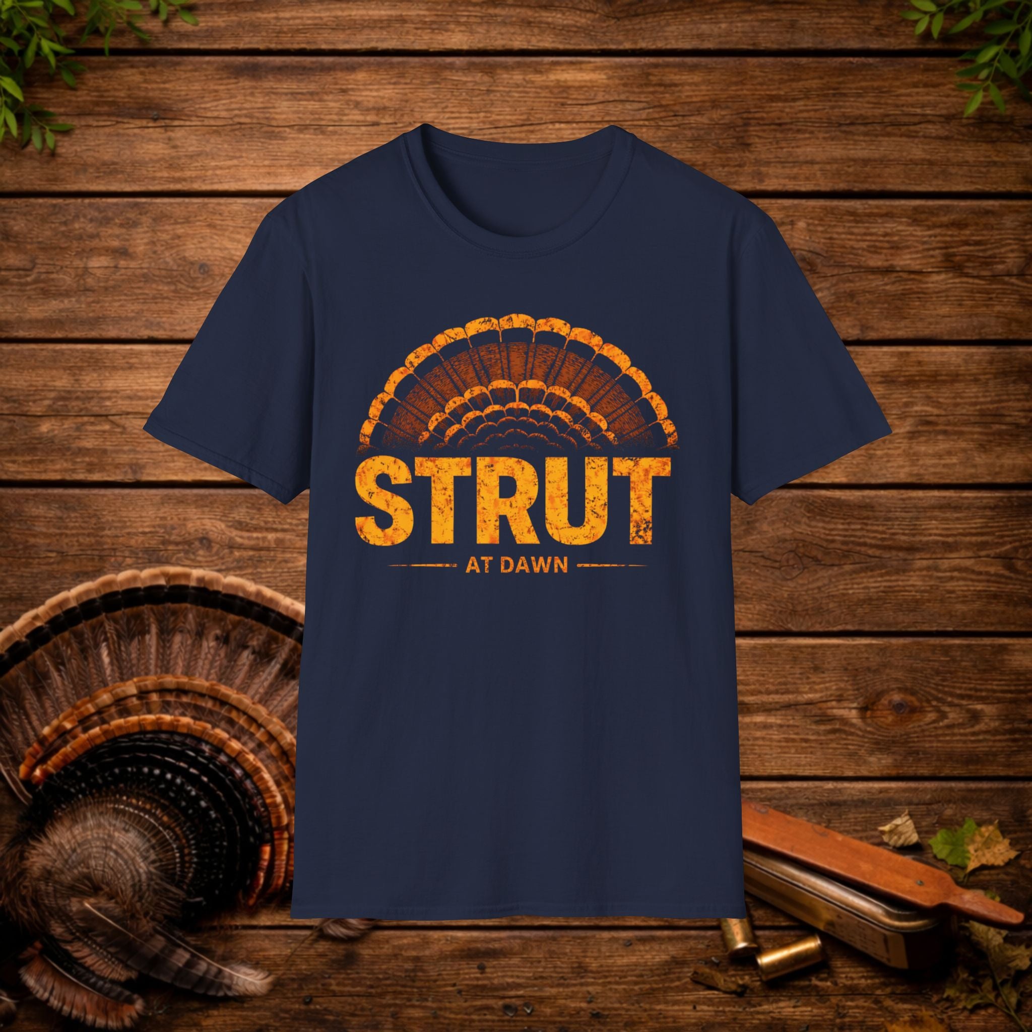 Strut at Dawn Turkey Hunting Shirt – Minimal Gobbler Tail Tee – Spring Turkey Season Hunter Shirt – Vintage Hunting Apparel